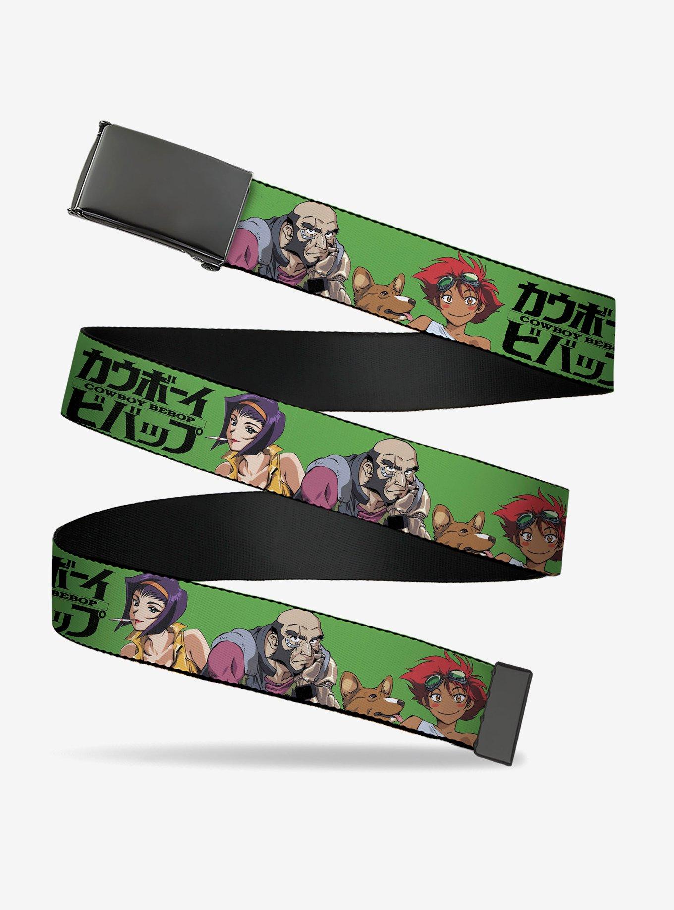 Cowboy Bebop Crew Group Pose & Title Logo Green Black Flip Web Belt, , hi-res