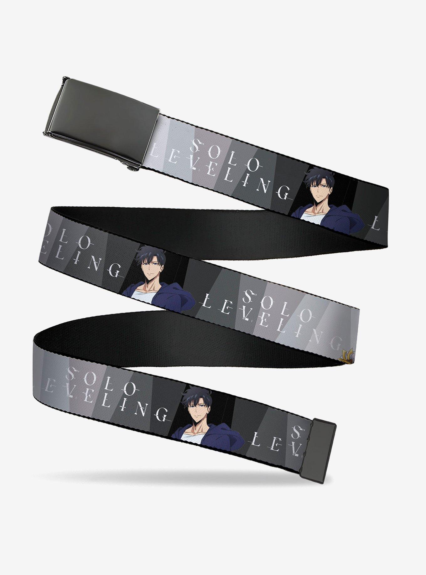 Solo Leveling Jinwoo & Hae In Poses & Logo White Flip Web Belt, , hi-res