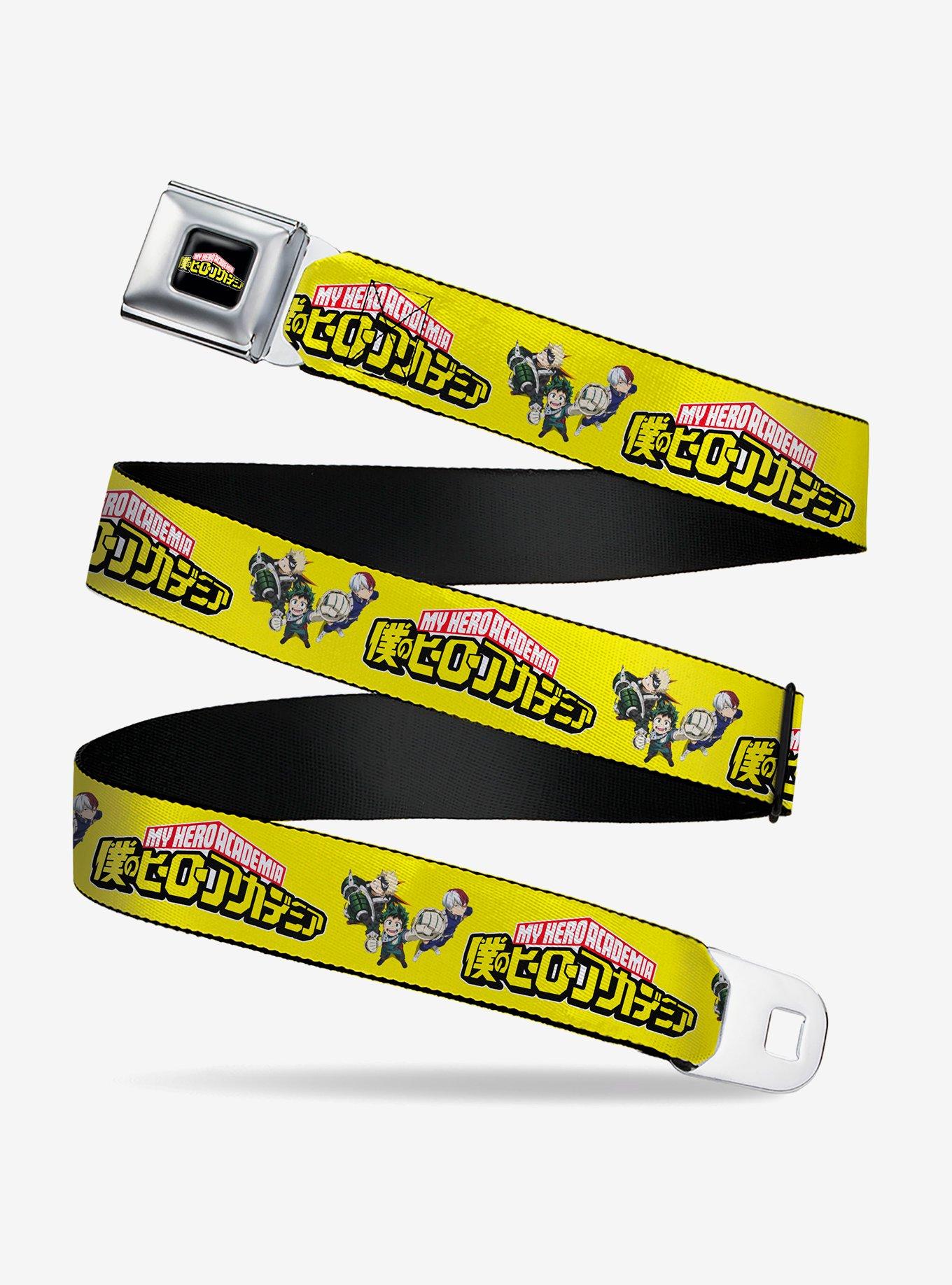 My Hero Academia Character Trio Pose & Title Logo Yellow Seatbelt Buckle Belt, , hi-res