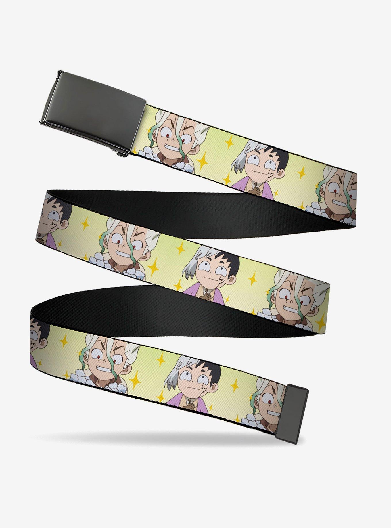 Dr. Stone Chibi Senku & Gen Faces Stars Yellows Flip Web Belt, , hi-res