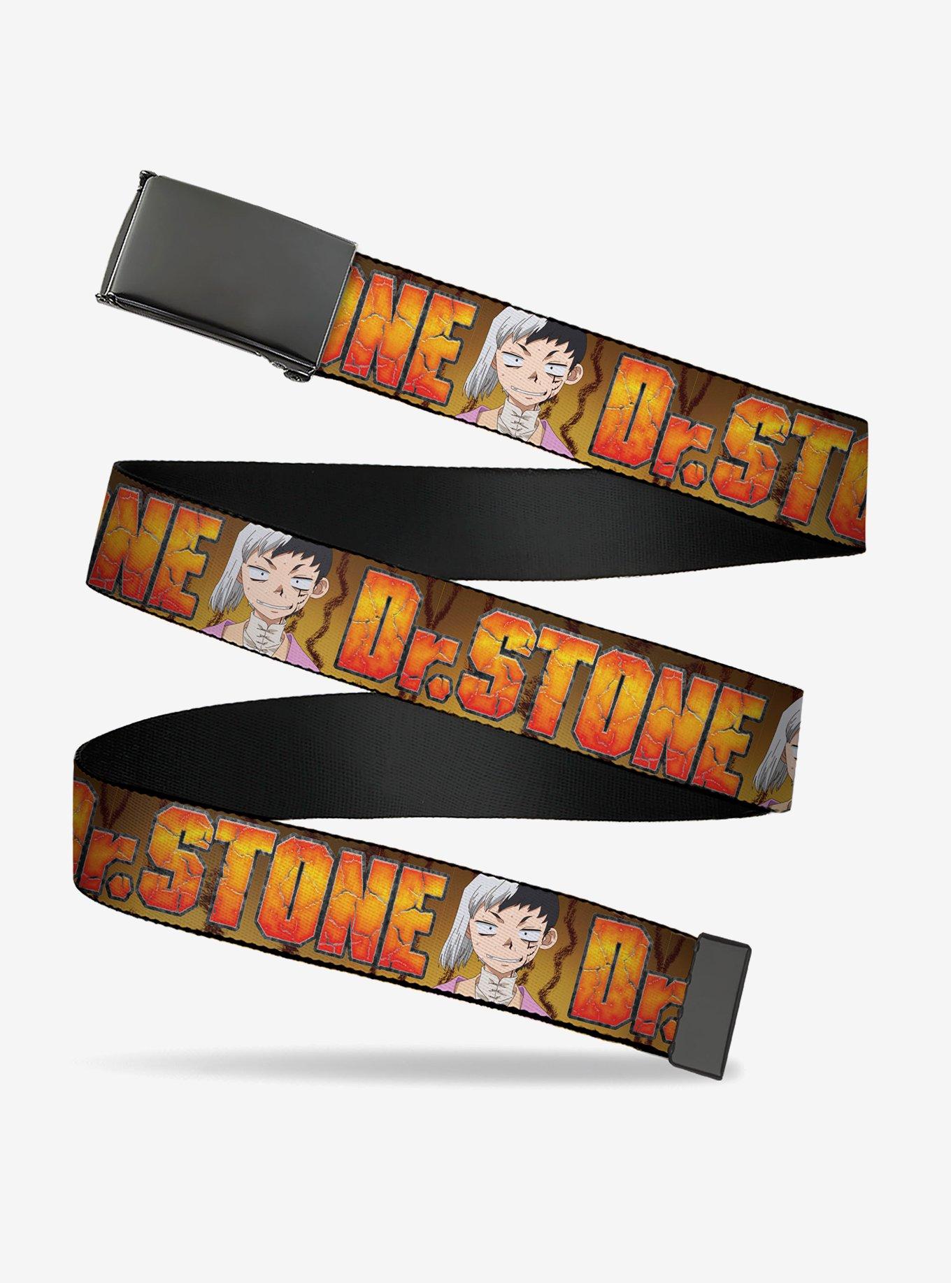 Dr. Stone Title Logo & Gen Asagiri Expression Orange Flip Web Belt, , hi-res