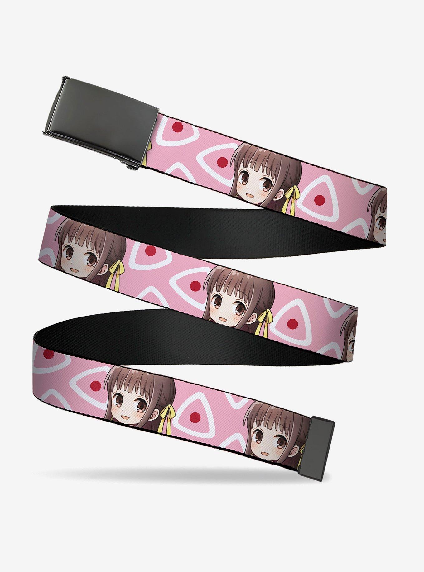 Fruits Basket Chibi Tohru Honda & Kimono Rice Ball Pink Flip Web Belt, , hi-res