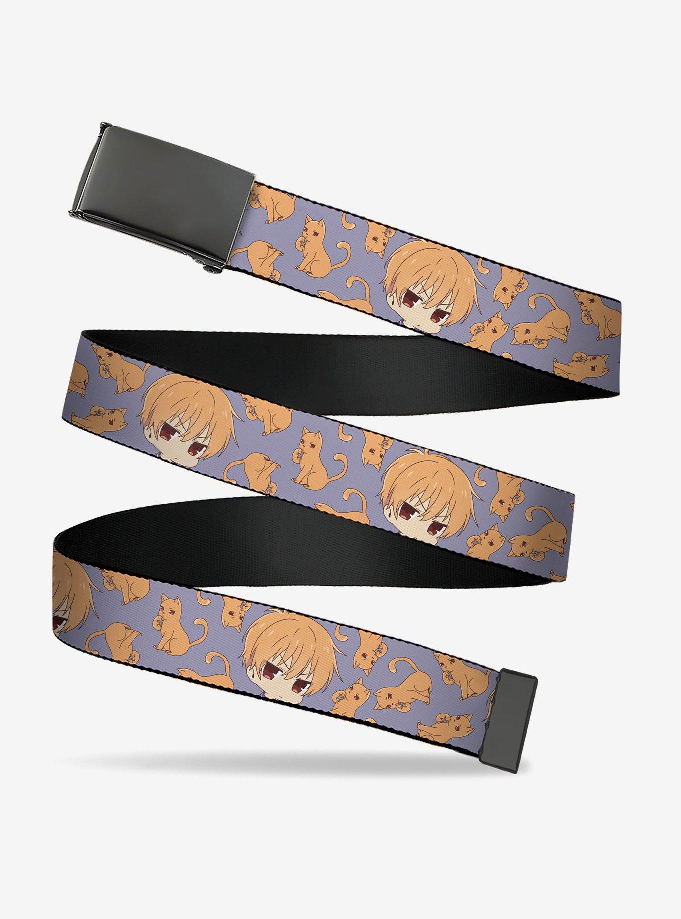 Fruits Basket Chibi Kyo Soma & Cat Scattered Blue Orange Flip Web Belt, , hi-res