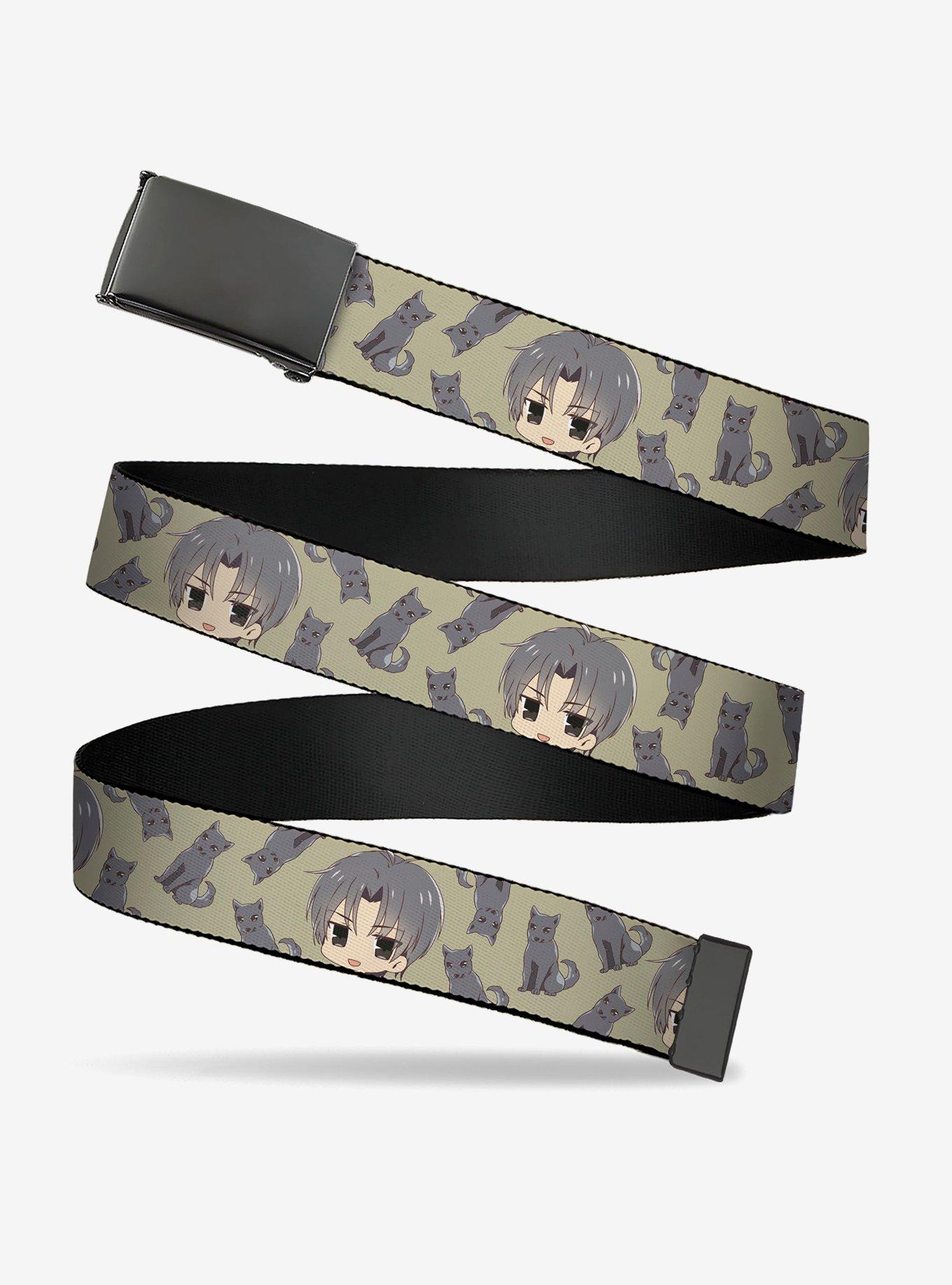 Fruits Basket Chibi Shigure Soma & Dog Scattered Olive Flip Web Belt, , hi-res