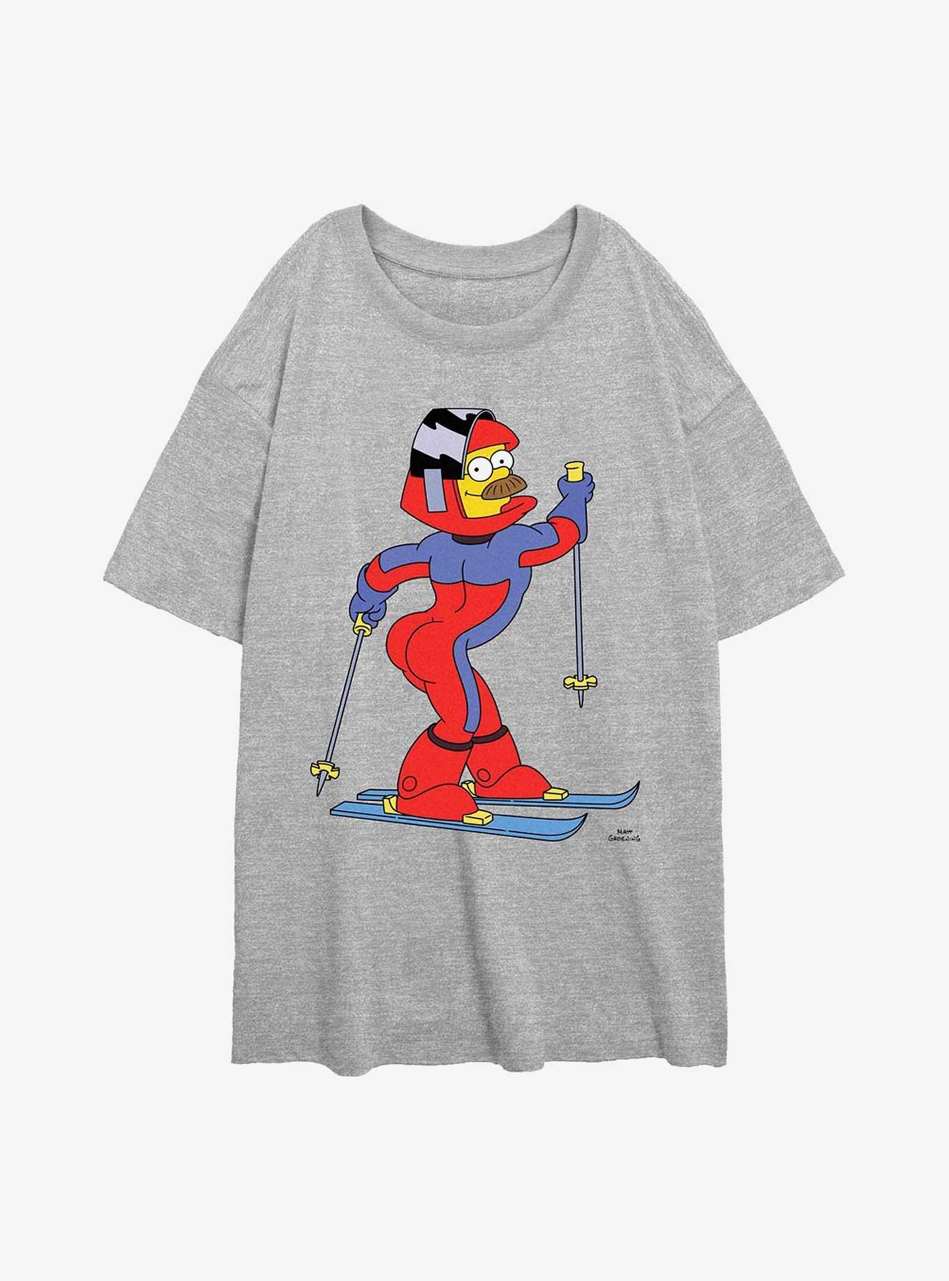 The Simpsons Big Flander Skii Girls Oversized T-Shirt, , hi-res