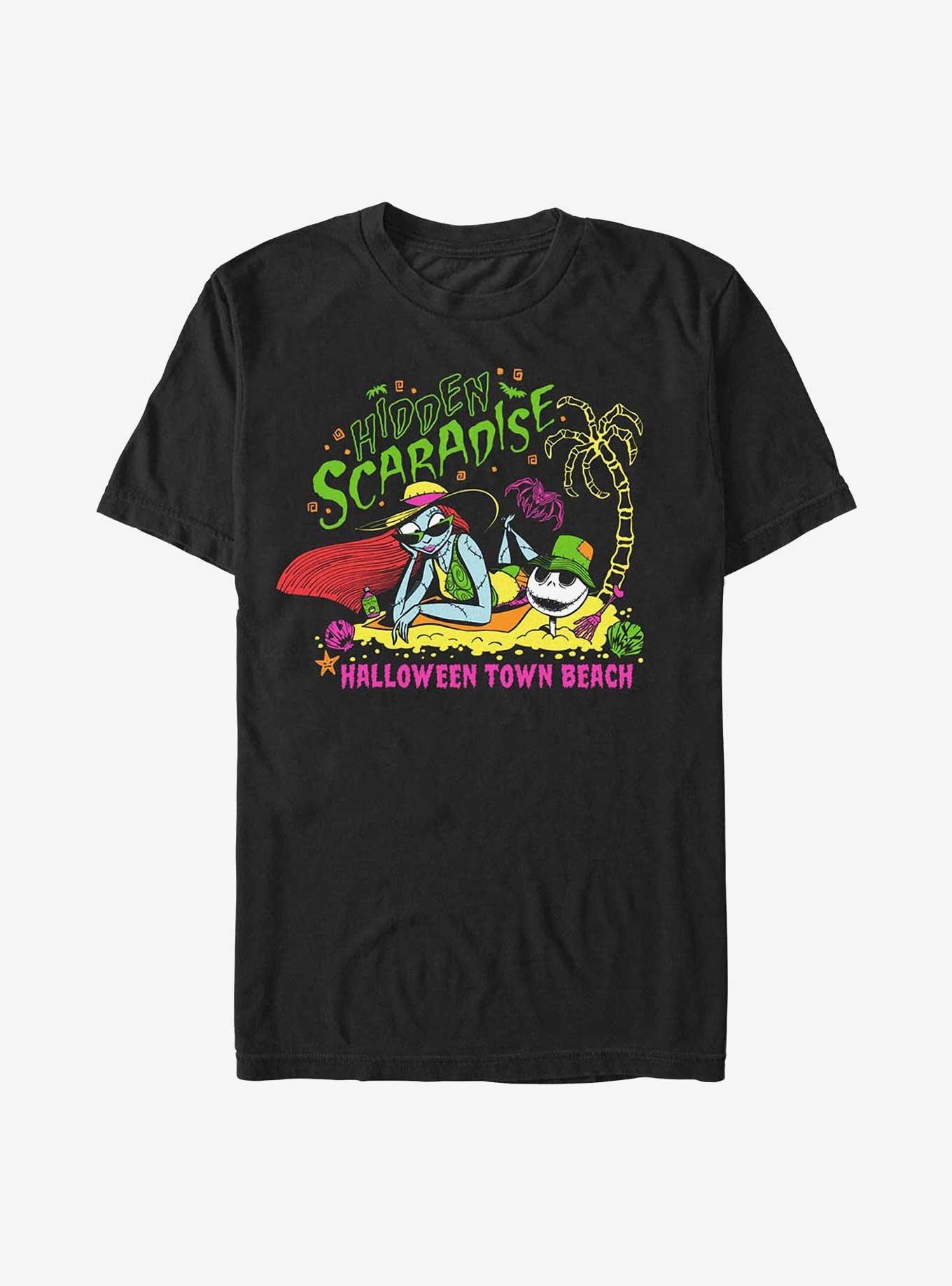 The Nightmare Before Christmas Hidden Beach Jack & Sally T-Shirt, BLACK, hi-res