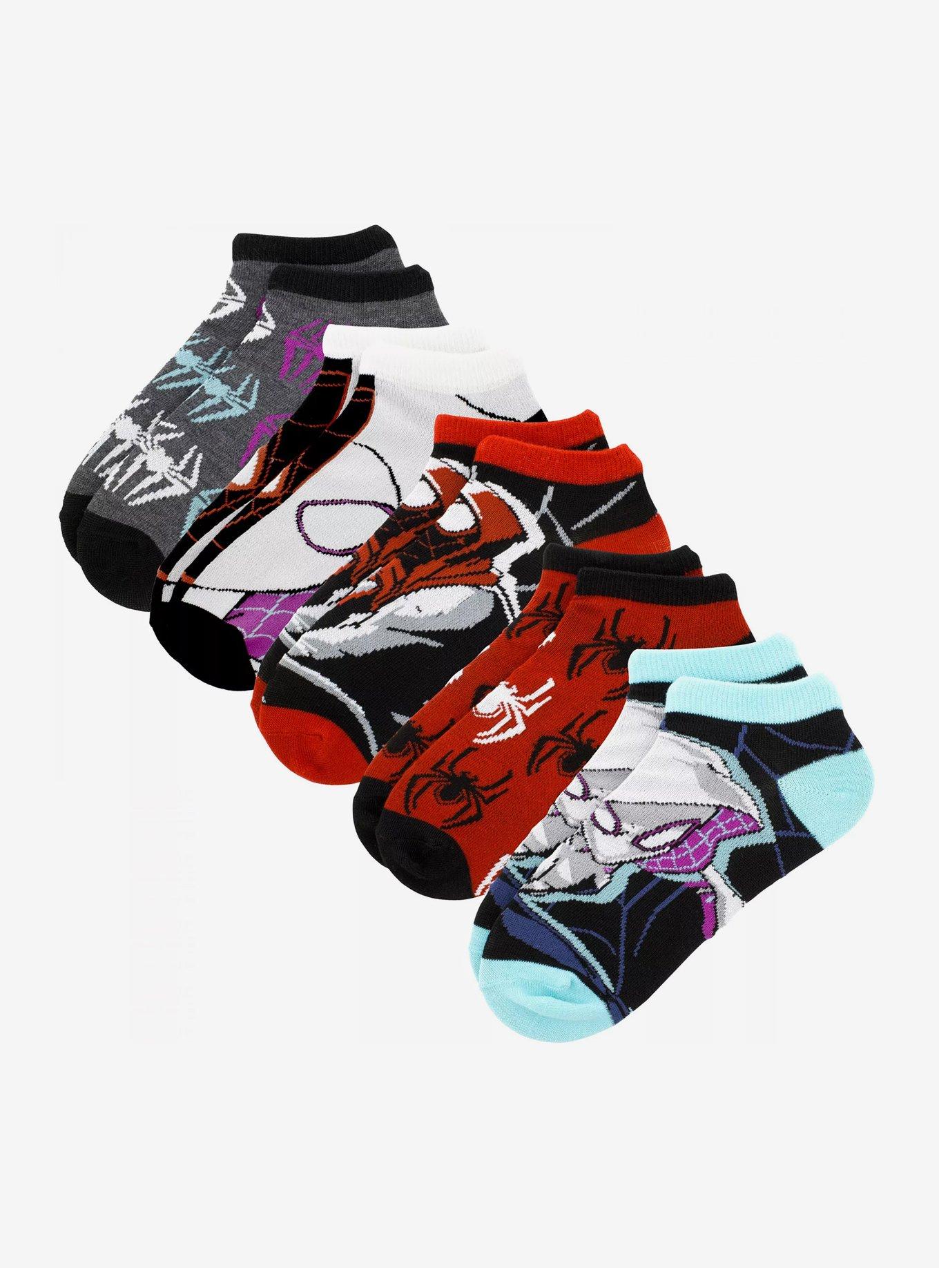 Marvel Across The Spider-Verse Miles & Gwen No-Show Socks 5 Pair, , hi-res