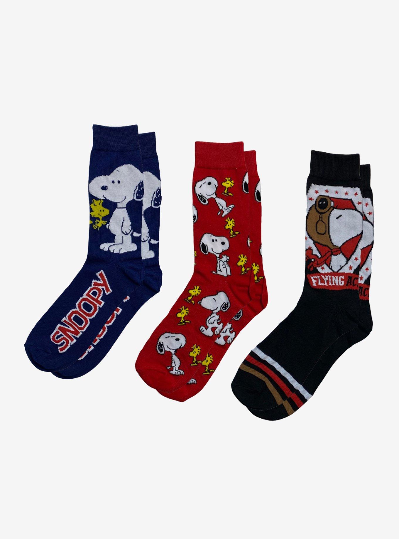 Peanuts Snoopy Woodstock Crew Socks 3 Pair, , hi-res