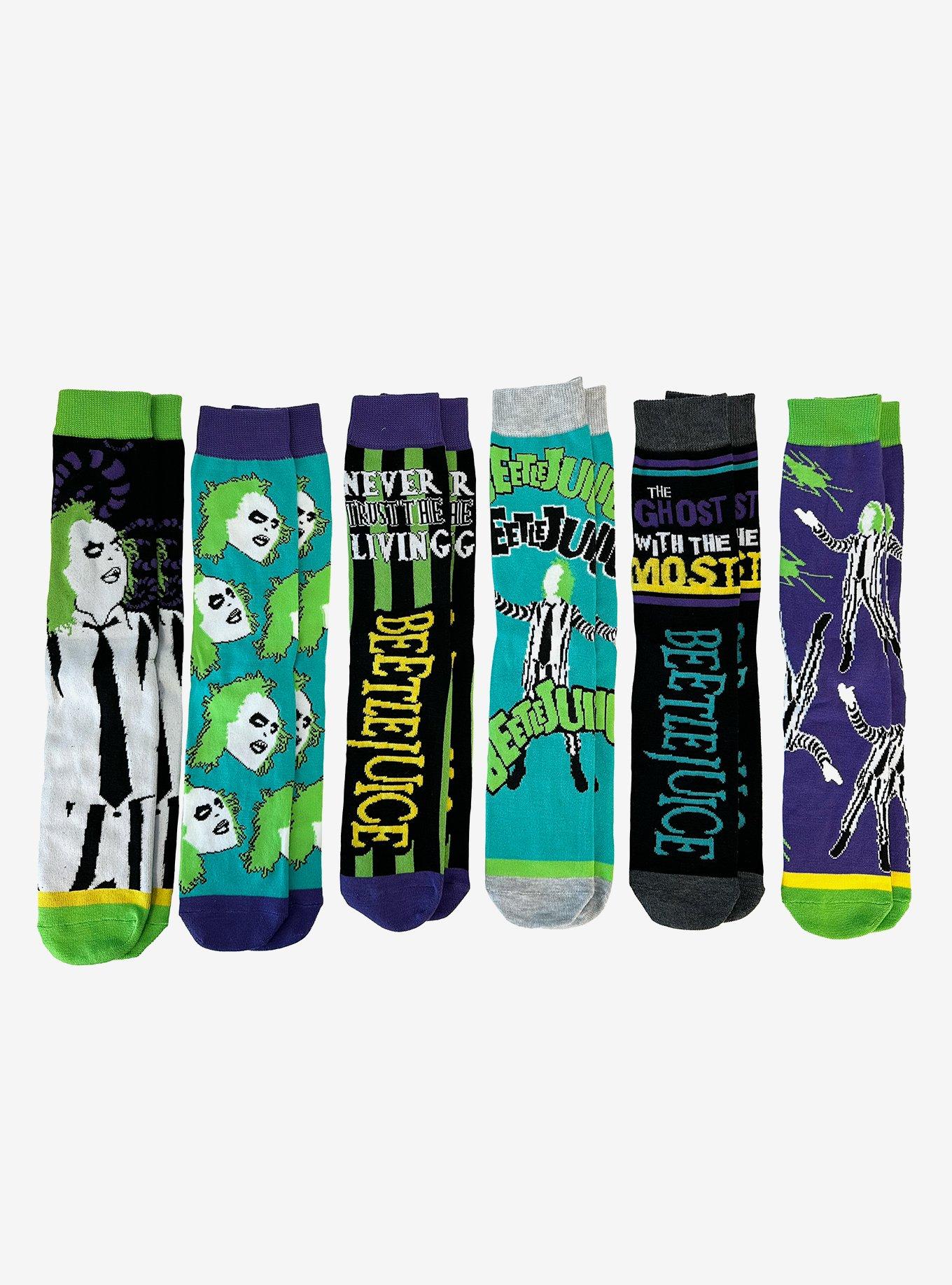 Beetlejuice Character Crew Socks 6 Pair, , hi-res