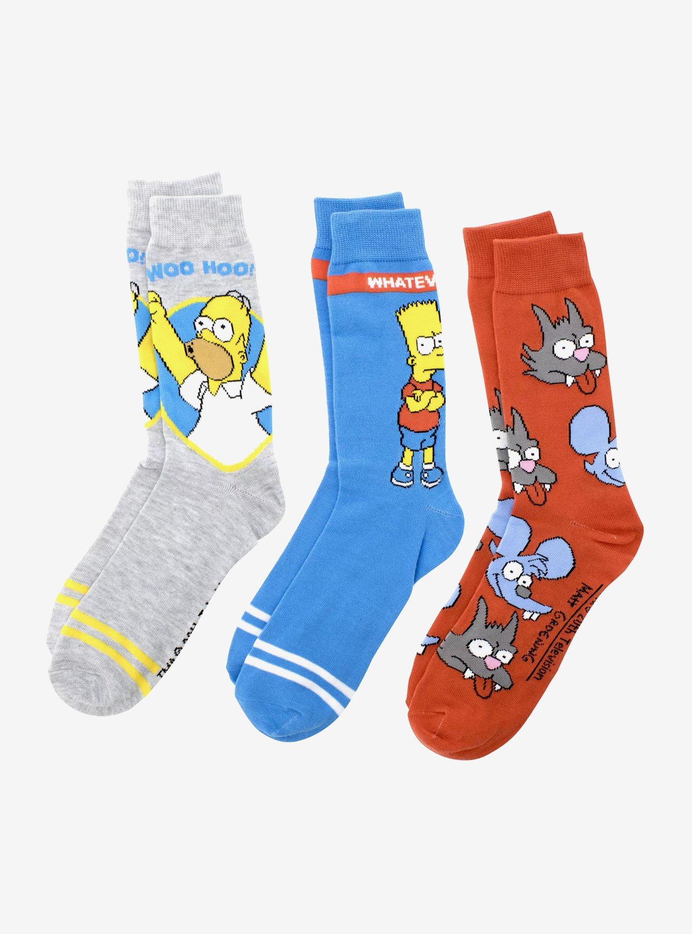 The Simpsons Character Crew Socks 3 Pair, , hi-res