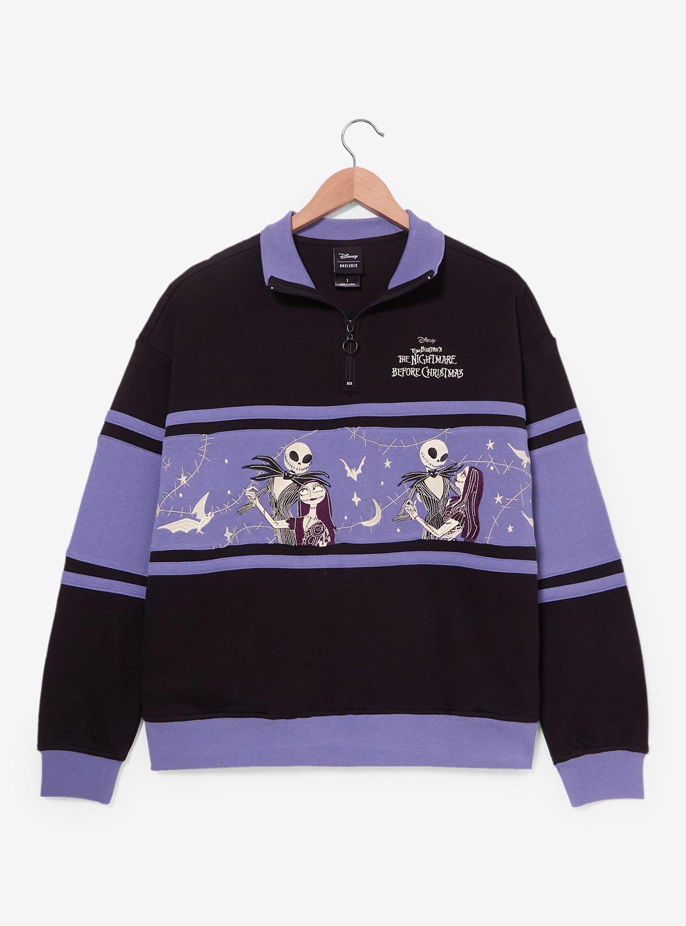 Disney The Nightmare Before Christmas Glow-in-the-Dark Women's Plus Size Quarter Zip Crewneck — BoxLunch Exclusive, , hi-res