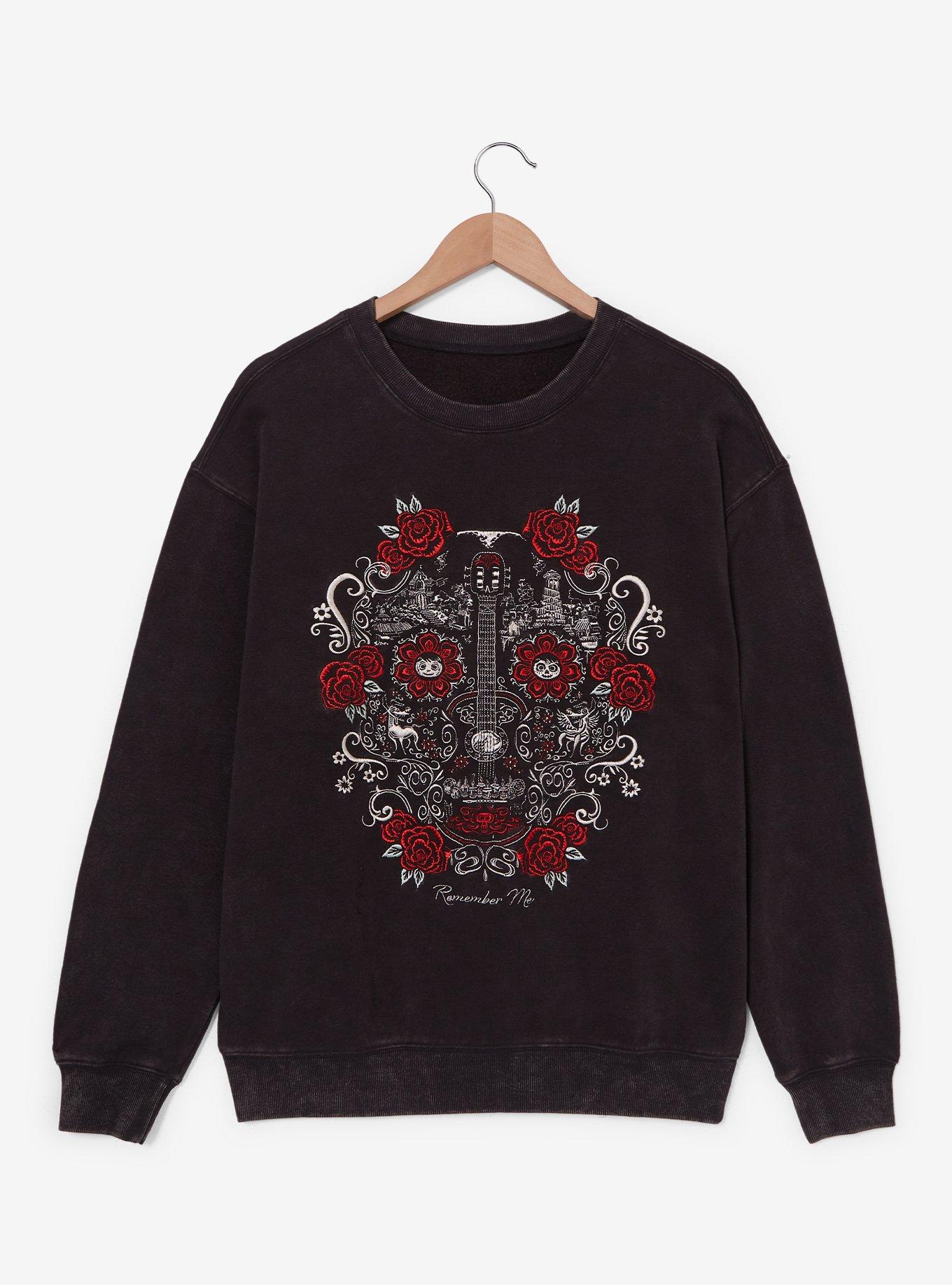 Disney Pixar Coco Embroidered Icons Sugar Skull Crewneck