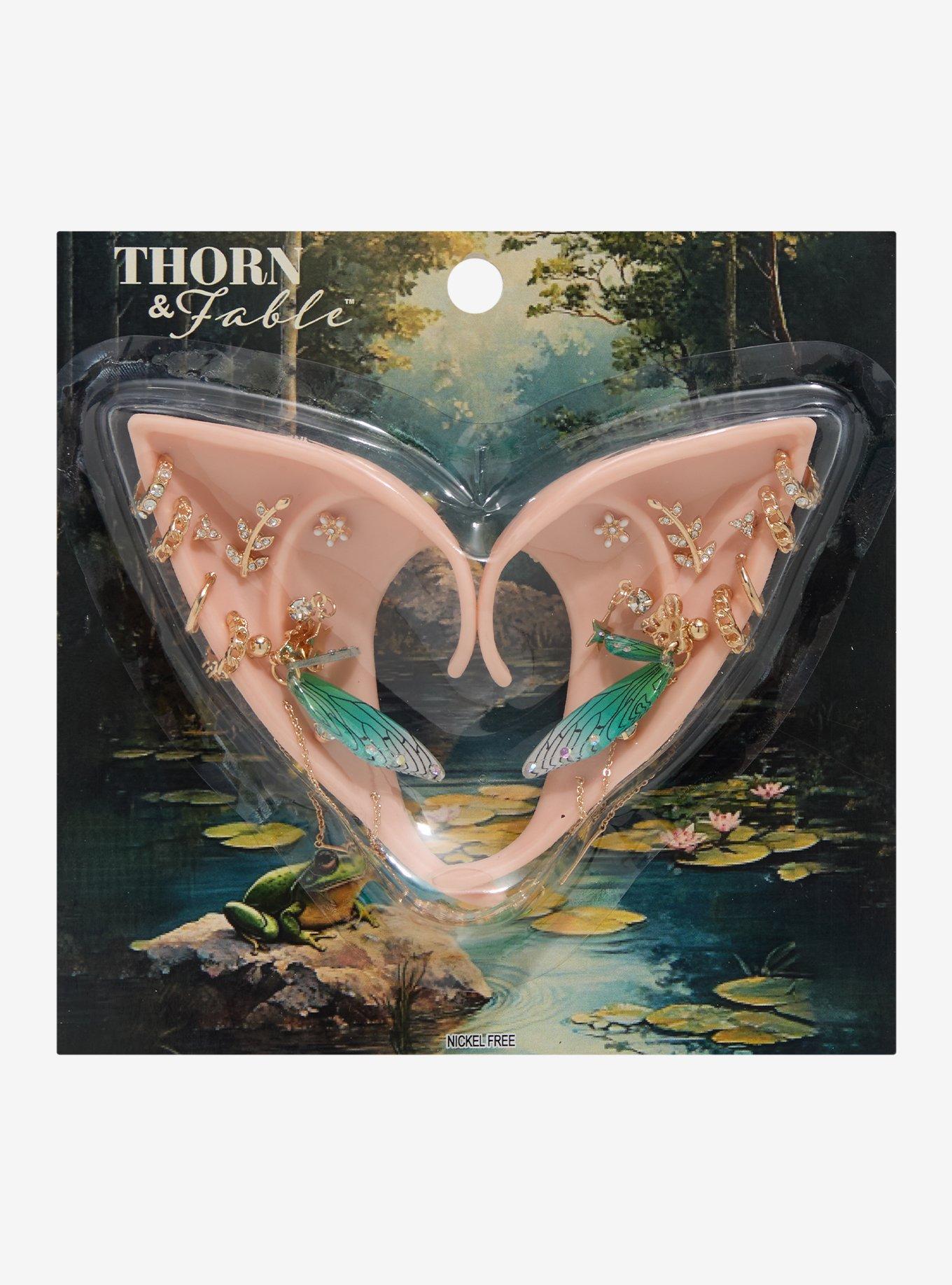 Thorn & Fable Butterfly Pierced Fairy Molded Ear Cuffs, , hi-res