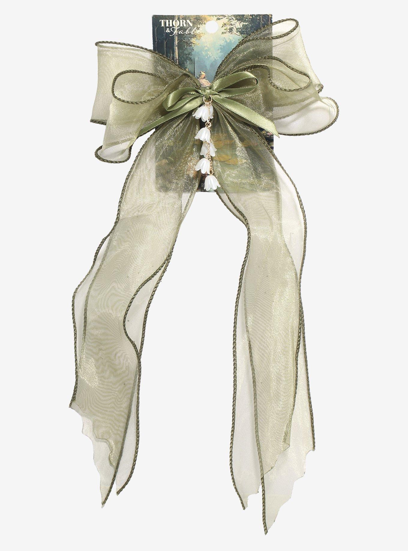 Thorn & Fable Lily Of The Valley Organza Hair Bow, , hi-res