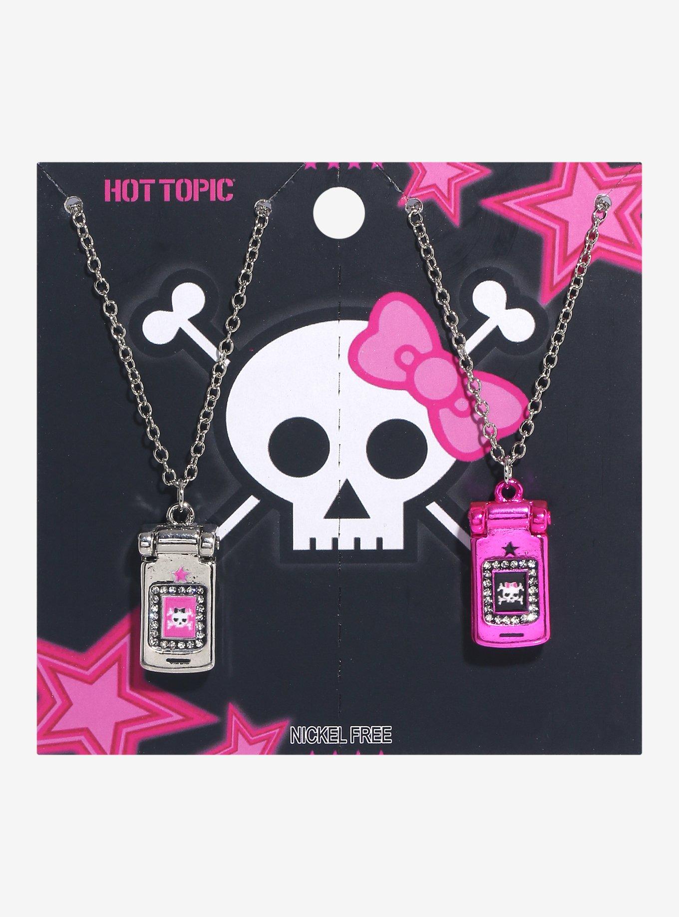 Skull & Crossbones Flip Phone Best Friend Necklace Set, , hi-res