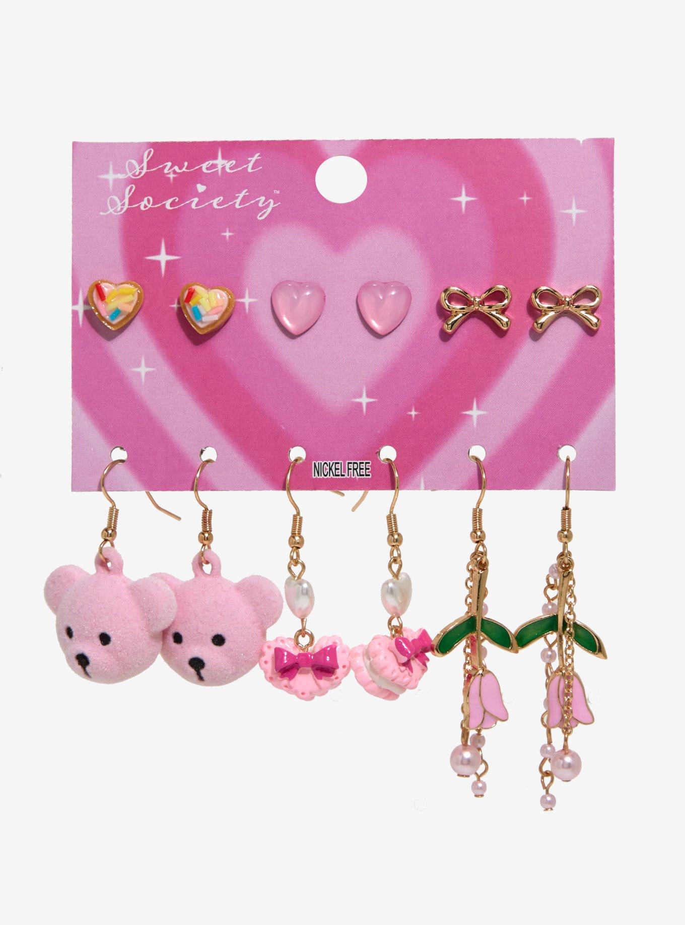 Sweet Society Pink Bear Sweets Earring Set, , hi-res