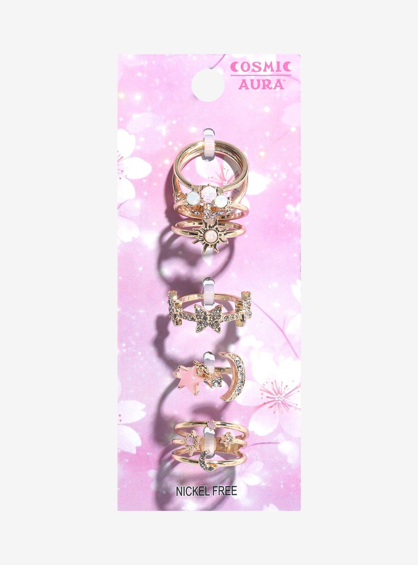 Cosmic Aura Celestial Butterfly Bling Ring Set, , hi-res
