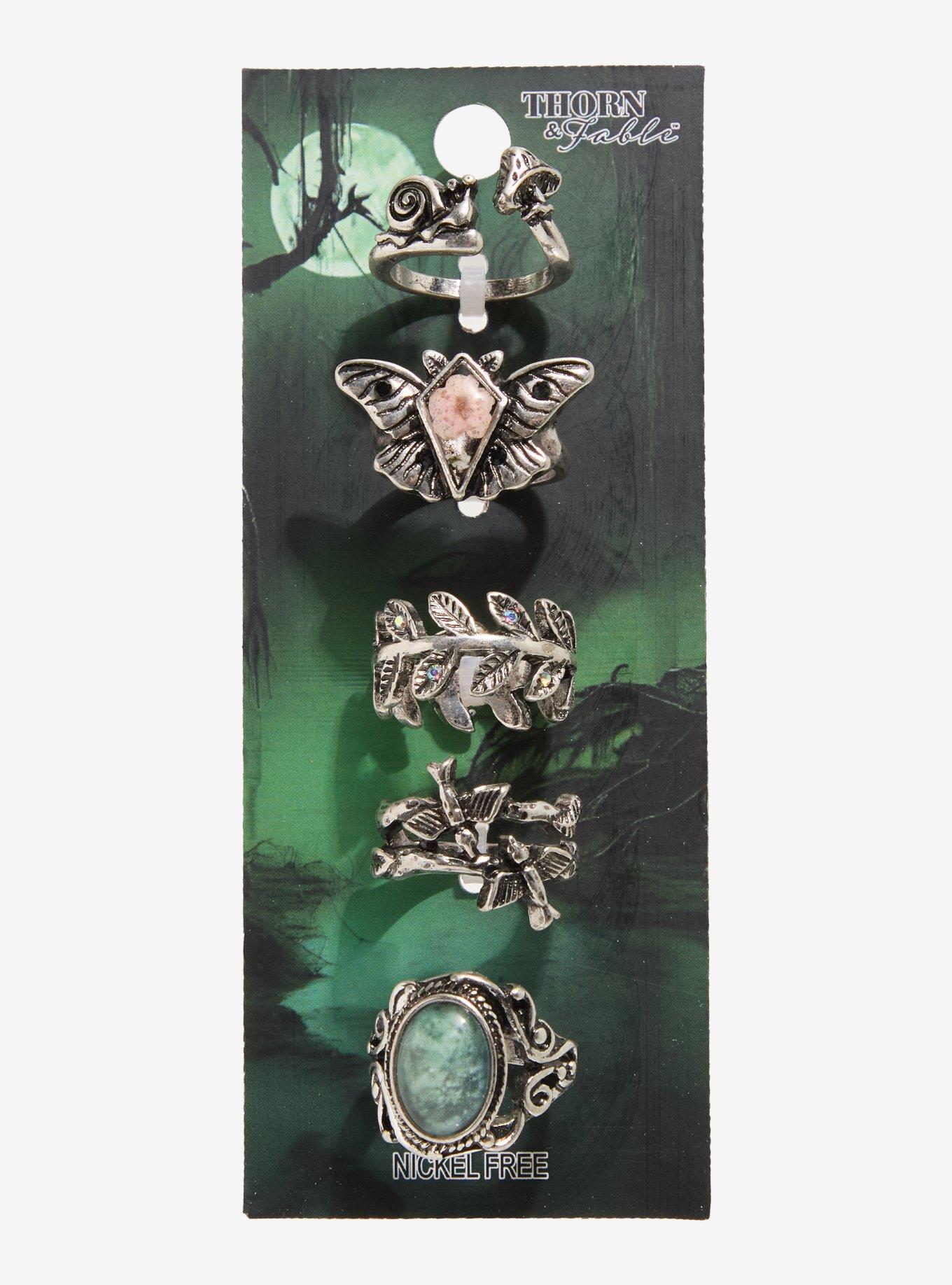 Thorn & Fable Butterfly Grunge Ring Set, , hi-res
