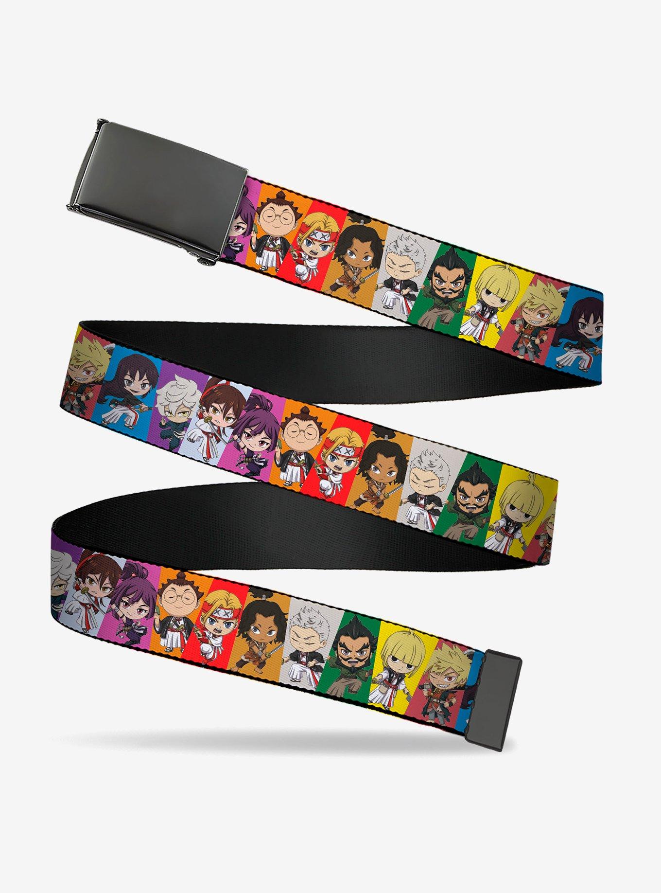 Hell's Paradise Chibi Convicts & Yamada Clan Pose Blocks Flip Web Belt, MULTI, hi-res