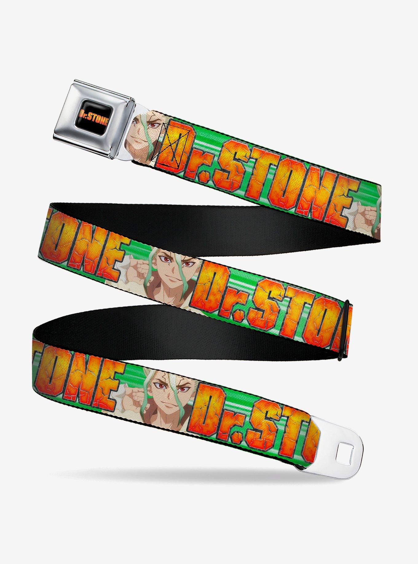 Dr. Stone Title Logo & Suika Face Close Up Youth Seatbelt Buckle Belt,Specials : American Fashion Style Bags On Sale
