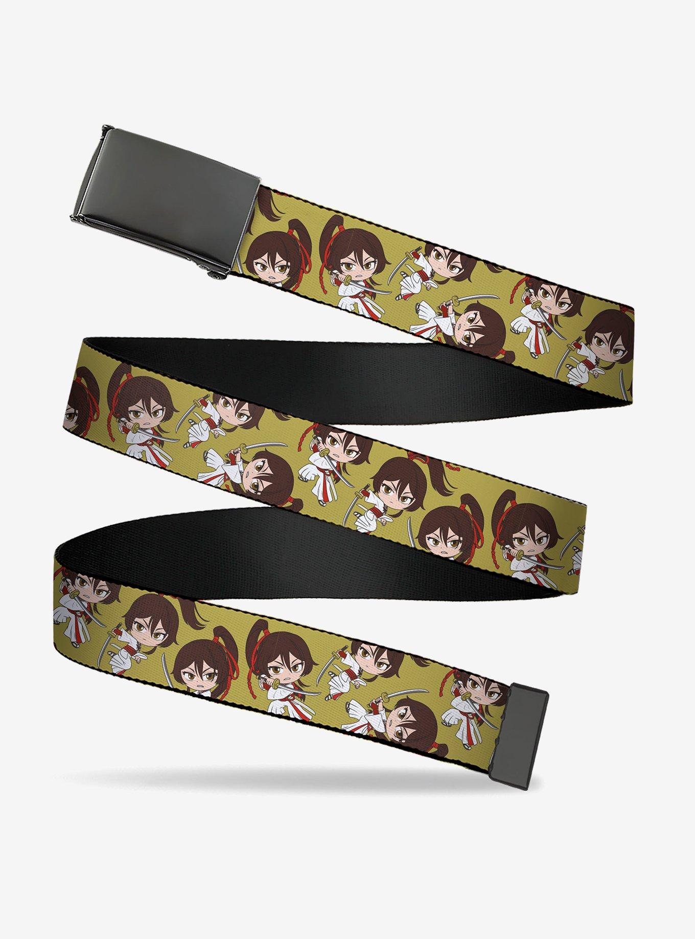 Hell's Paradise Chibi Sagiri Sword Poses Scatter Golden Yellow Flip Web Belt, BRIGHT YELLOW, hi-res