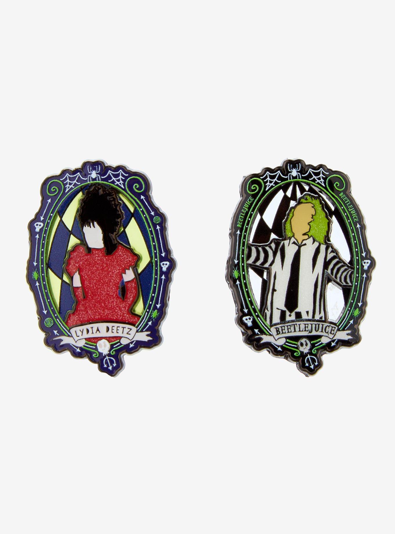 Beetlejuice & Lydia Deetz Glitter Enamel Pin Set