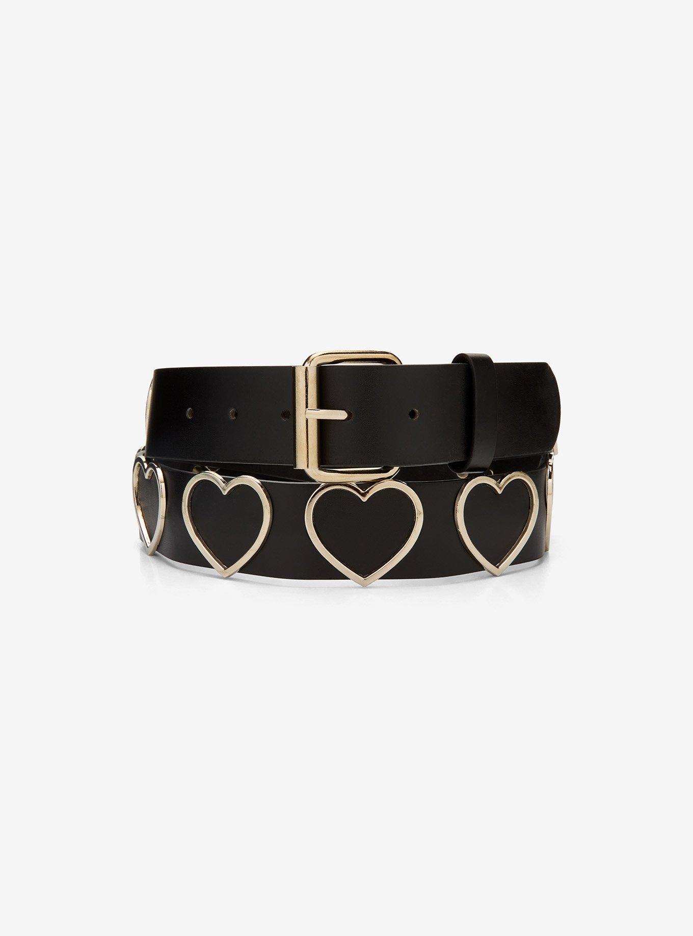 Black & Silver Heart Belt | Hot Topic