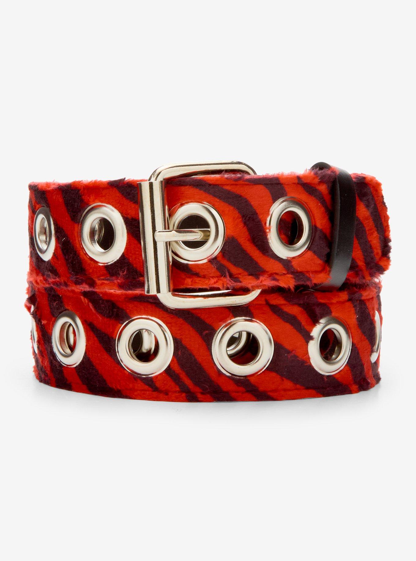 Red & Black Zebra Fuzzy Belt, , hi-res