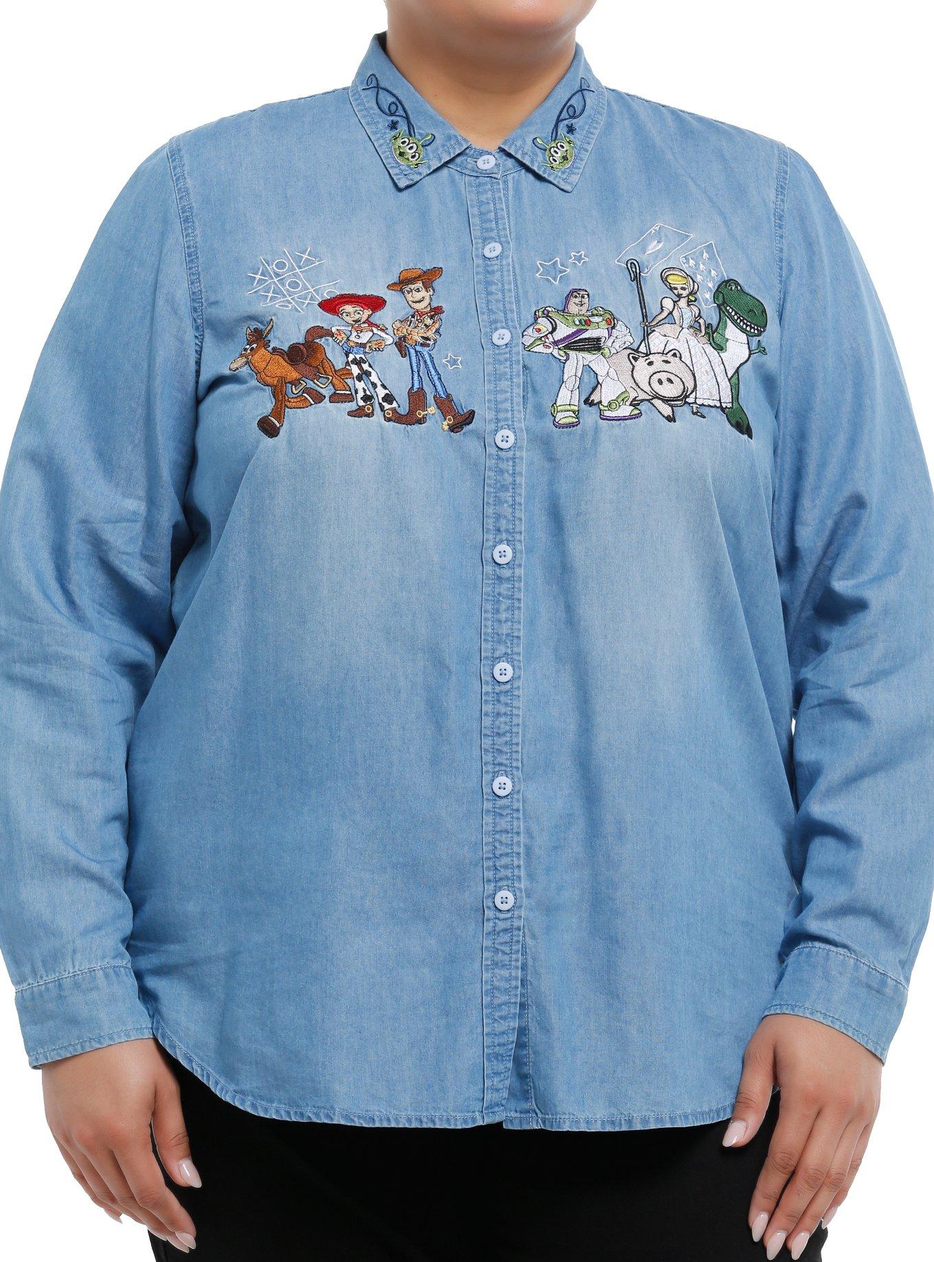 Her Universe Disney Pixar Toy Story Characters Denim Button-Up Plus Size Her Universe Exclusive, , hi-res