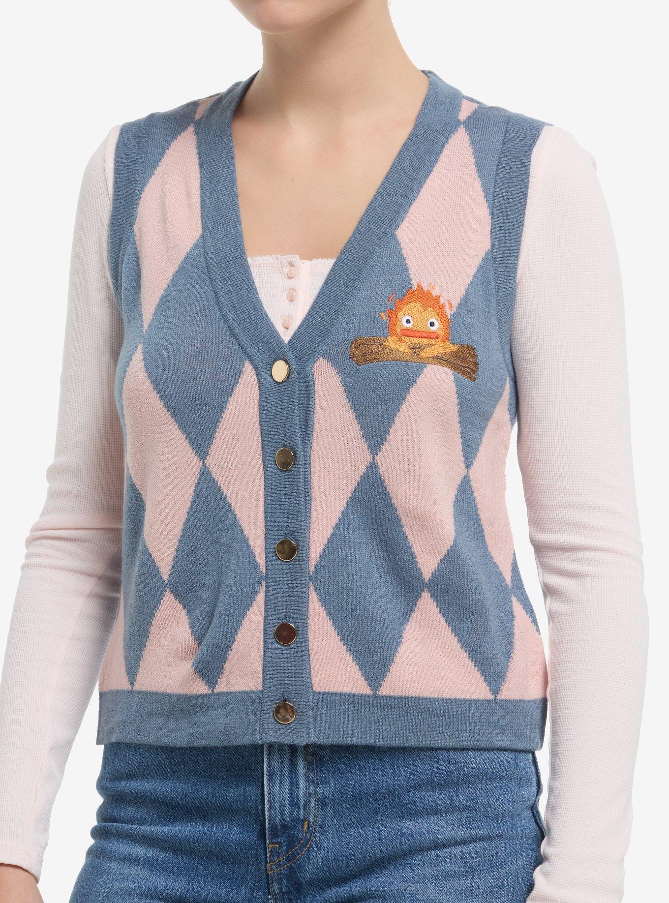 Her Universe Studio Ghibli® Howl's Moving Castle Calcifer Argyle Crop Sweater Vest, , hi-res
