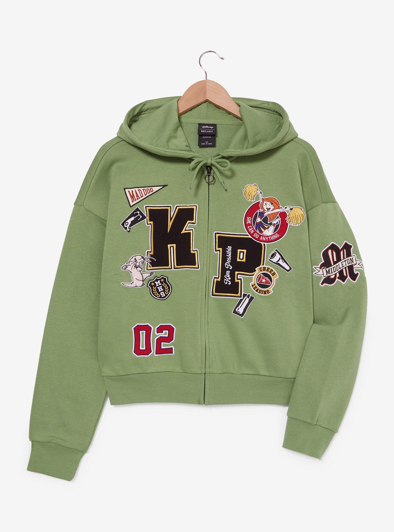 Disney Kim Possible Icon Patches Crop Zippered Hoodie, , hi-res