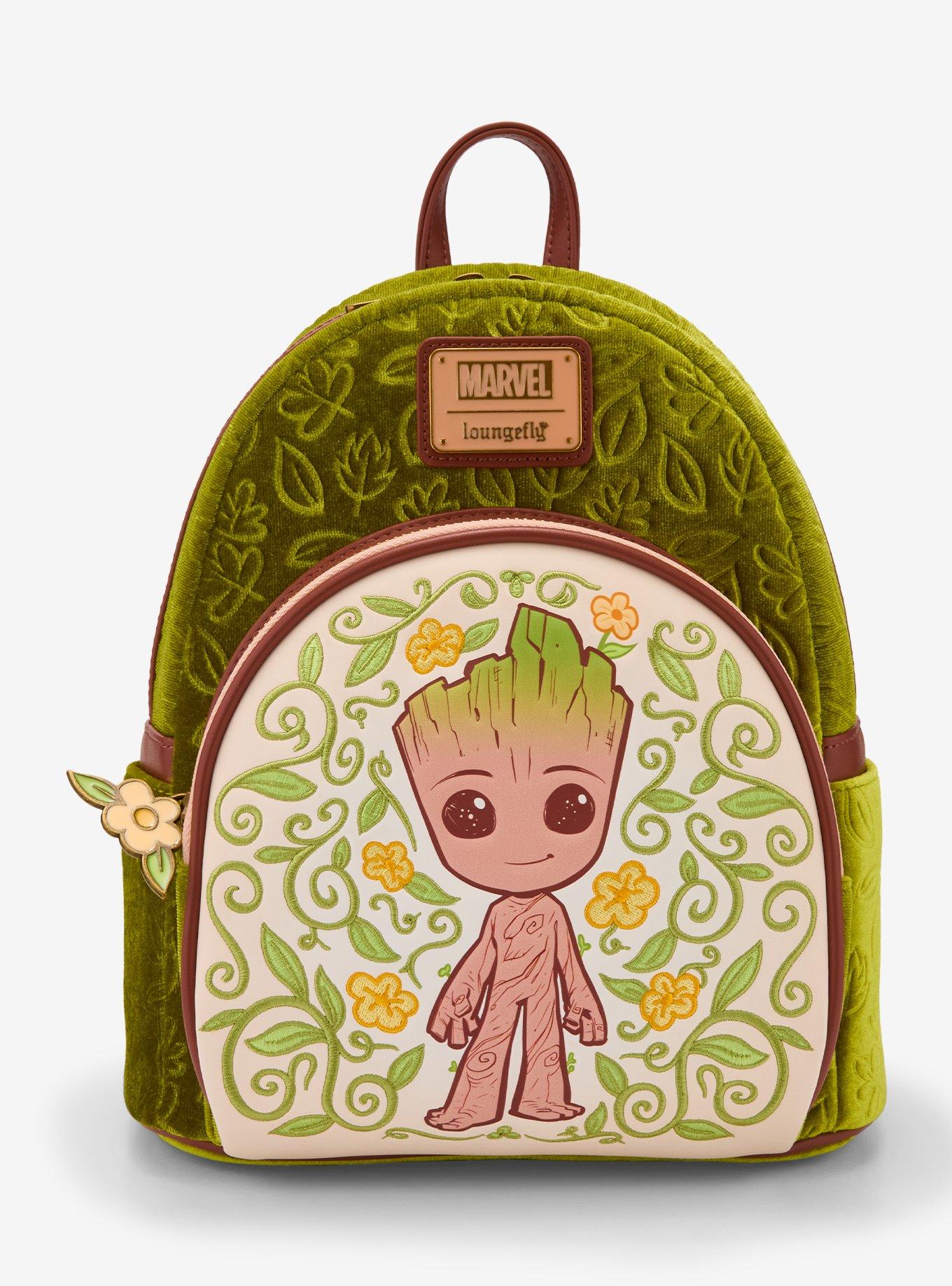 Loungefly Marvel Guardians of The Galaxy Groot Floral Velvet Mini Backpack - BoxLunch Exclusive, , hi-res