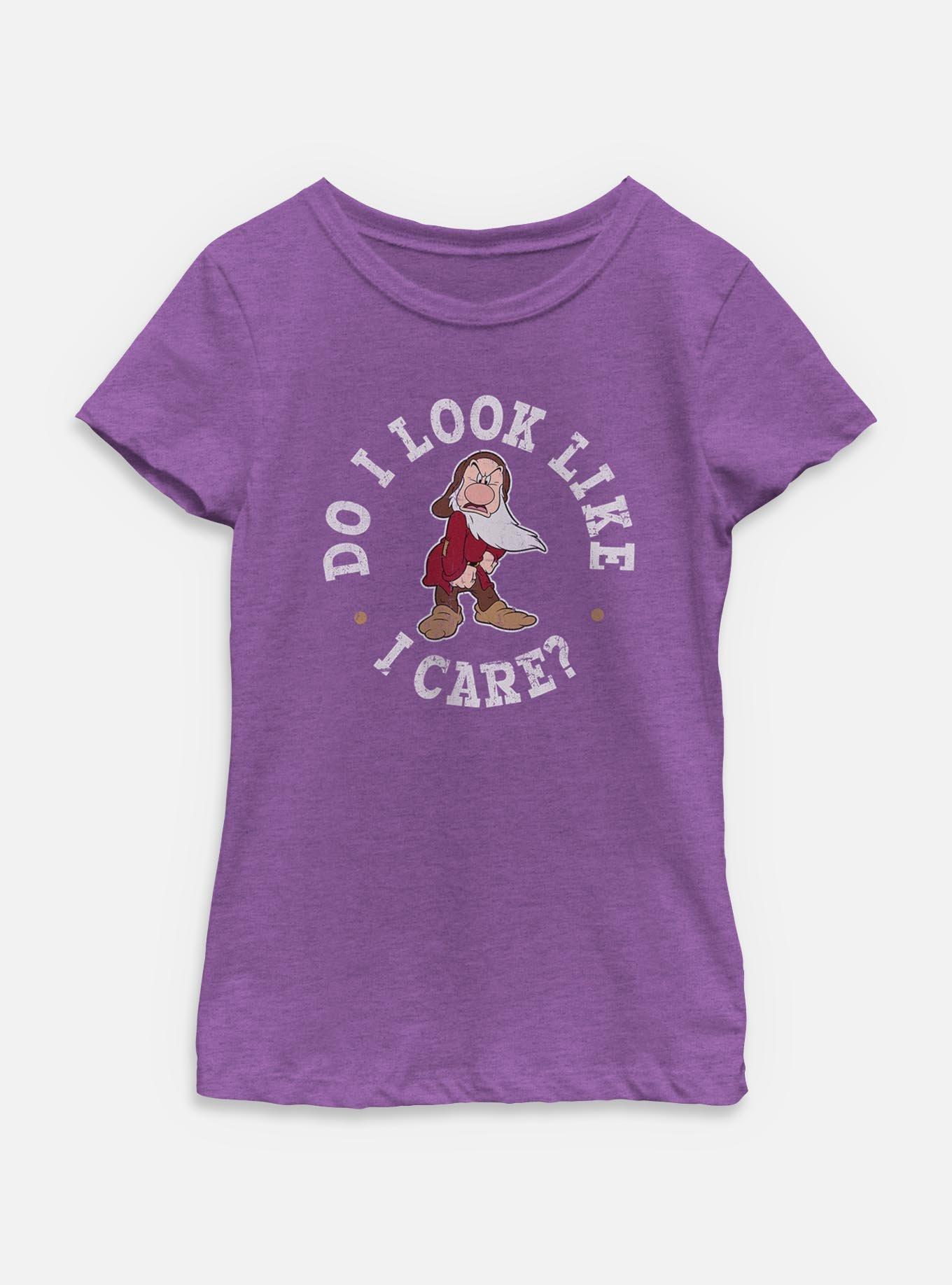 Disney Snow White and the Seven Dwarfs Do I Look Like I Care Youth Girls T-Shirt