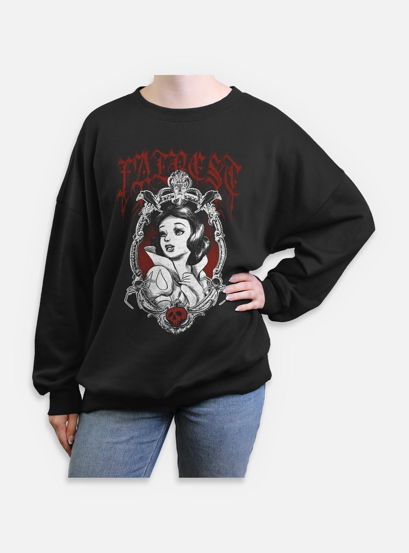 Disney Snow White and the Seven Dwarfs Fairest Goth Style Womens Oversized Sweatshirt, BLACK, hi-res