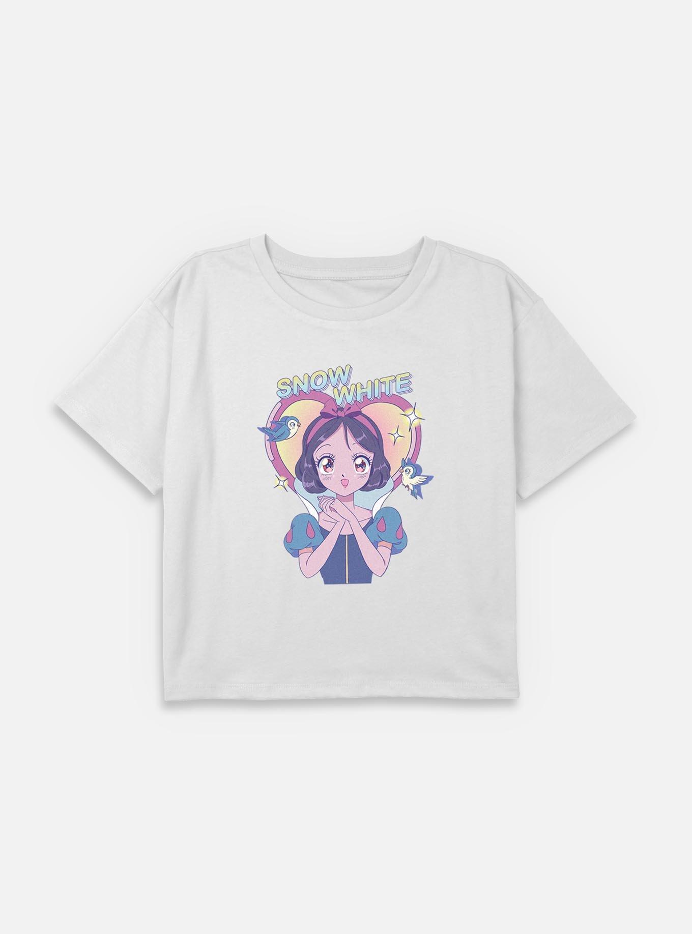 Disney Snow White and the Seven Dwarfs Anime Girly Youth Girls Boxy Crop T-Shirt, , hi-res