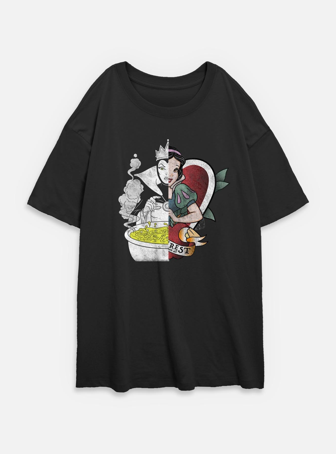 Disney Snow White and the Seven Dwarfs Split Evil Queen Snow White Womens Oversized T-Shirt, , hi-res