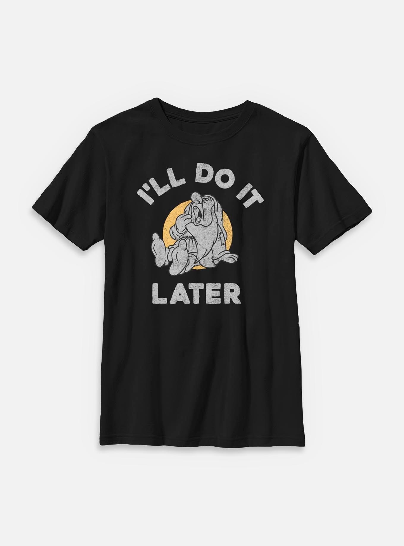 Disney Snow White and the Seven Dwarfs I'll Do It Later Youth T-Shirt, , hi-res