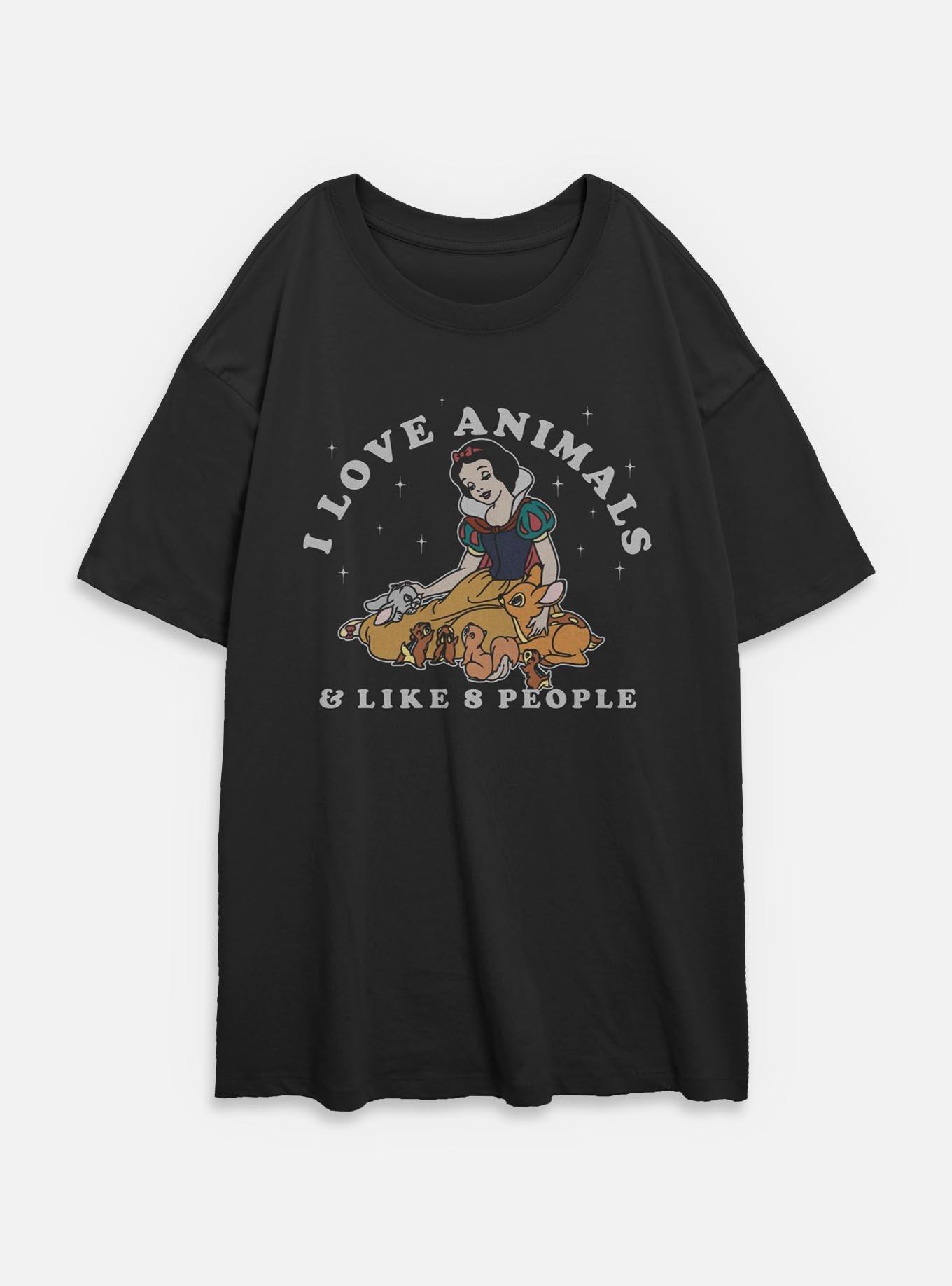 Disney Snow White and the Seven Dwarfs I Love Animals & Like 8 People Womens Oversized T-Shirt, , hi-res