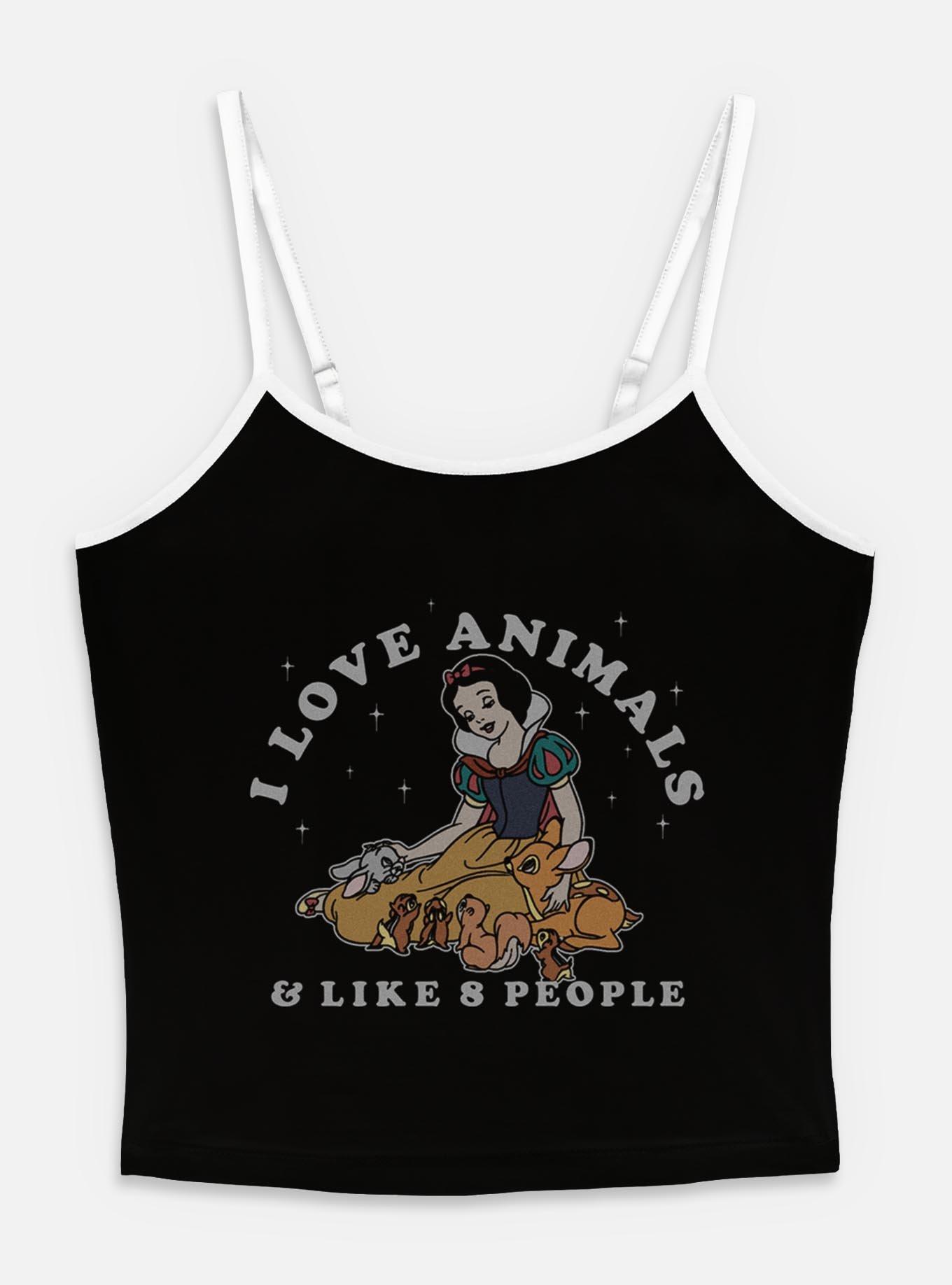Disney Snow White and the Seven Dwarfs I Love Animals & Like 8 People Womens Cami