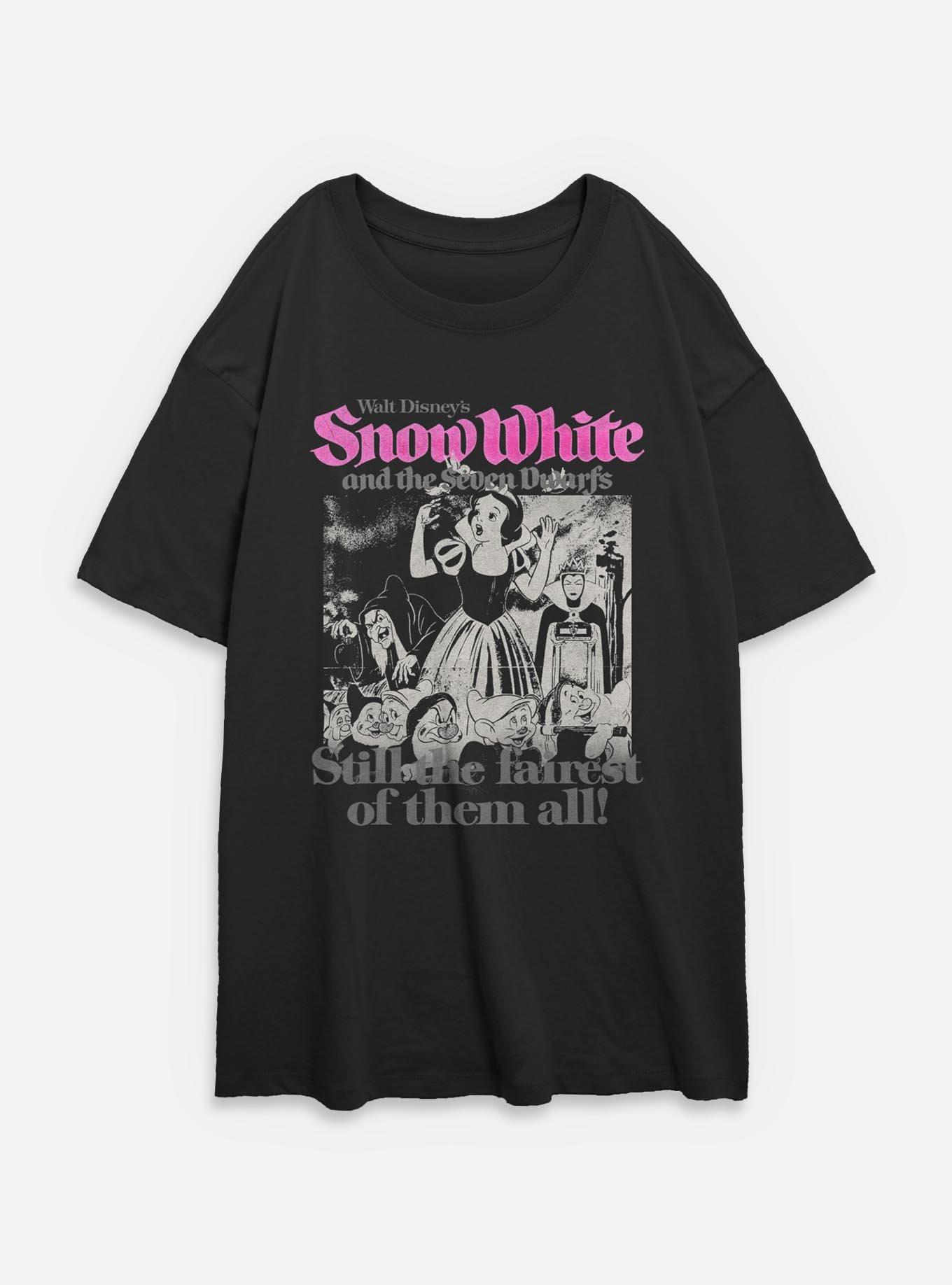 Disney Snow White and the Seven Dwarfs Still The Fairest Retro Womens Oversized T-Shirt, BLACK, hi-res