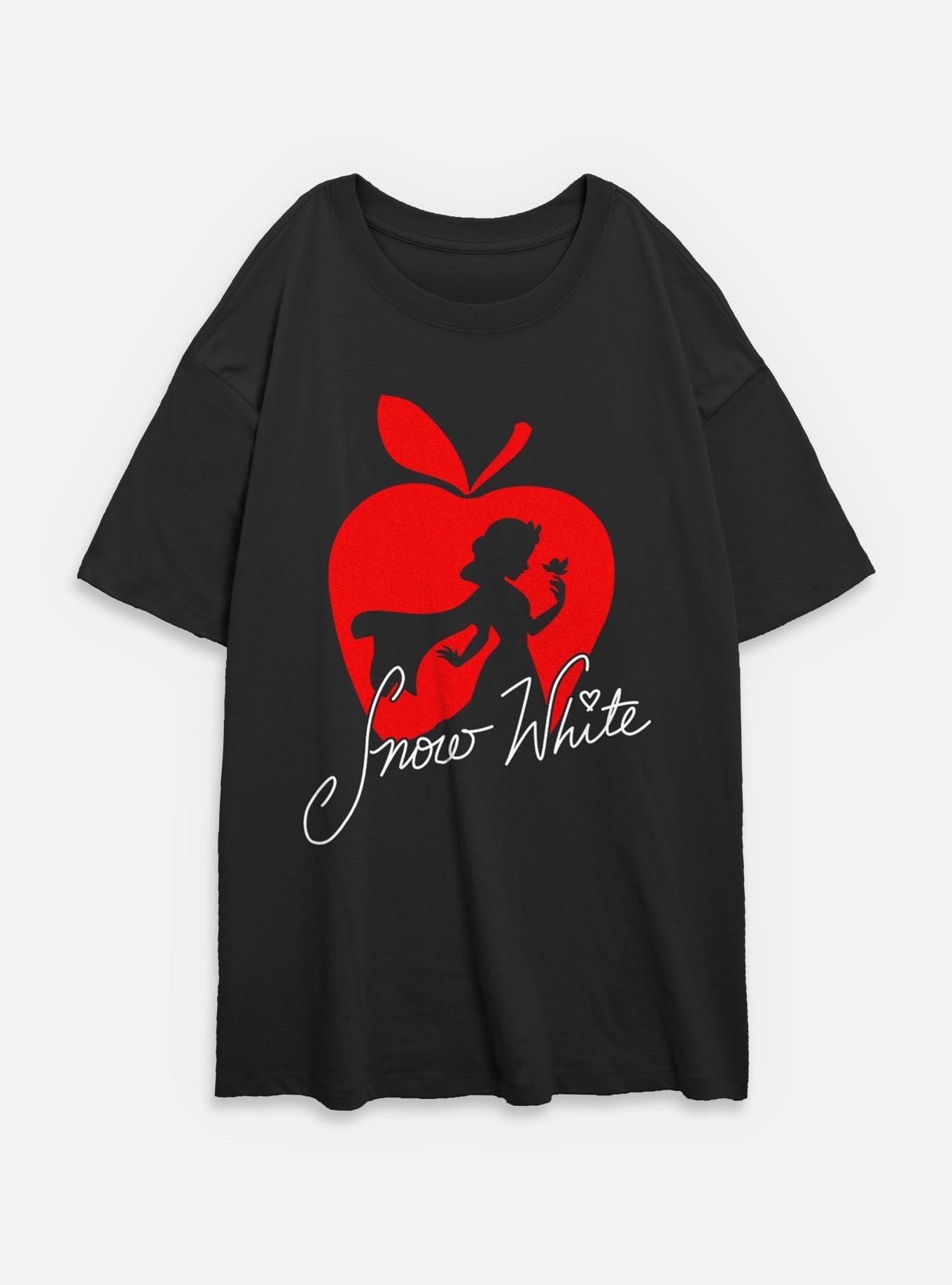 Disney Snow White and the Seven Dwarfs Apple Silhouette Womens Oversized T-Shirt, BLACK, hi-res