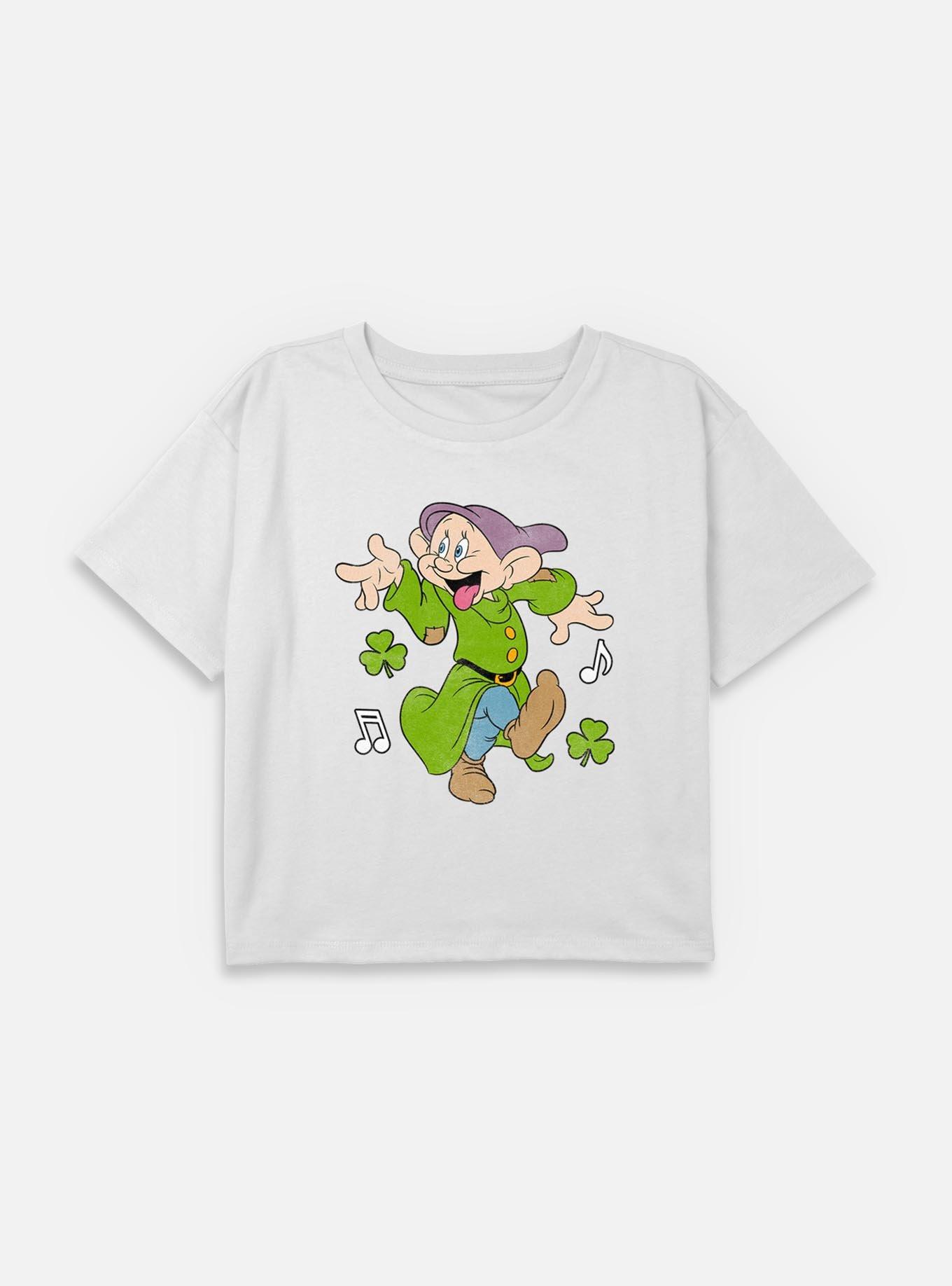 Disney Snow White and the Seven Dwarfs Dopey Dancing Youth Girls Boxy Crop T-Shirt, , hi-res