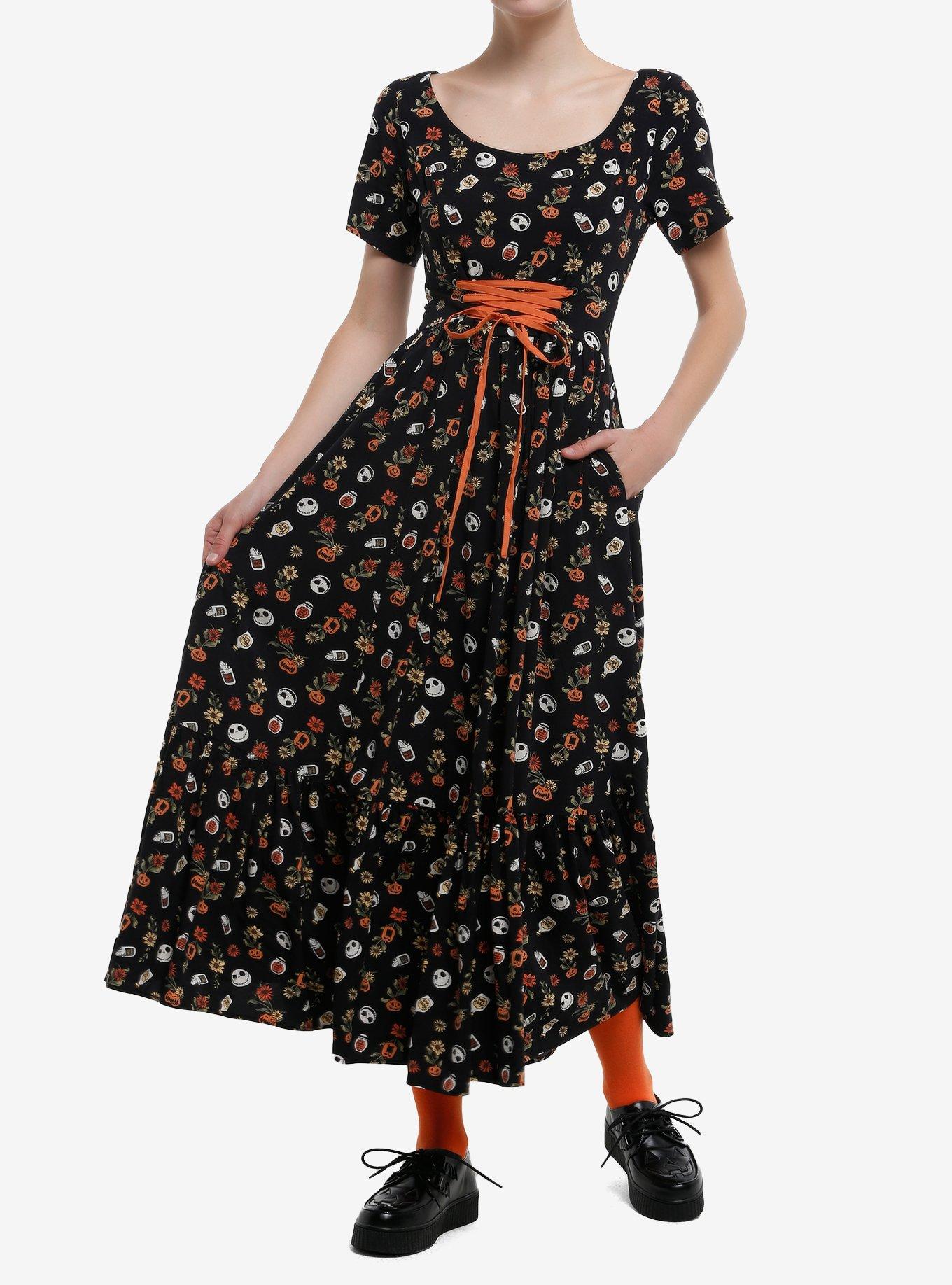 Her Universe The Nightmare Before Christmas Floral Lace-Up Maxi Dress, , hi-res