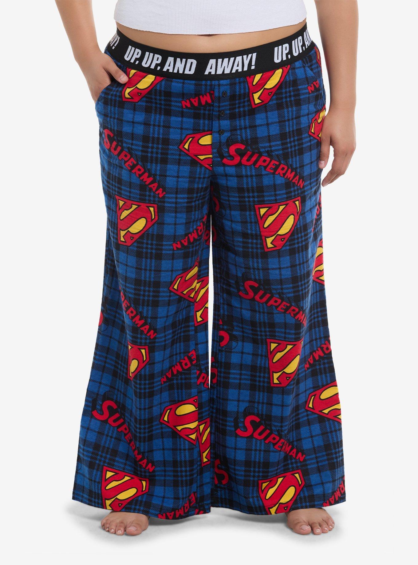 Marvel Superman Plaid Girls Pajama Pants Plus Size, , hi-res