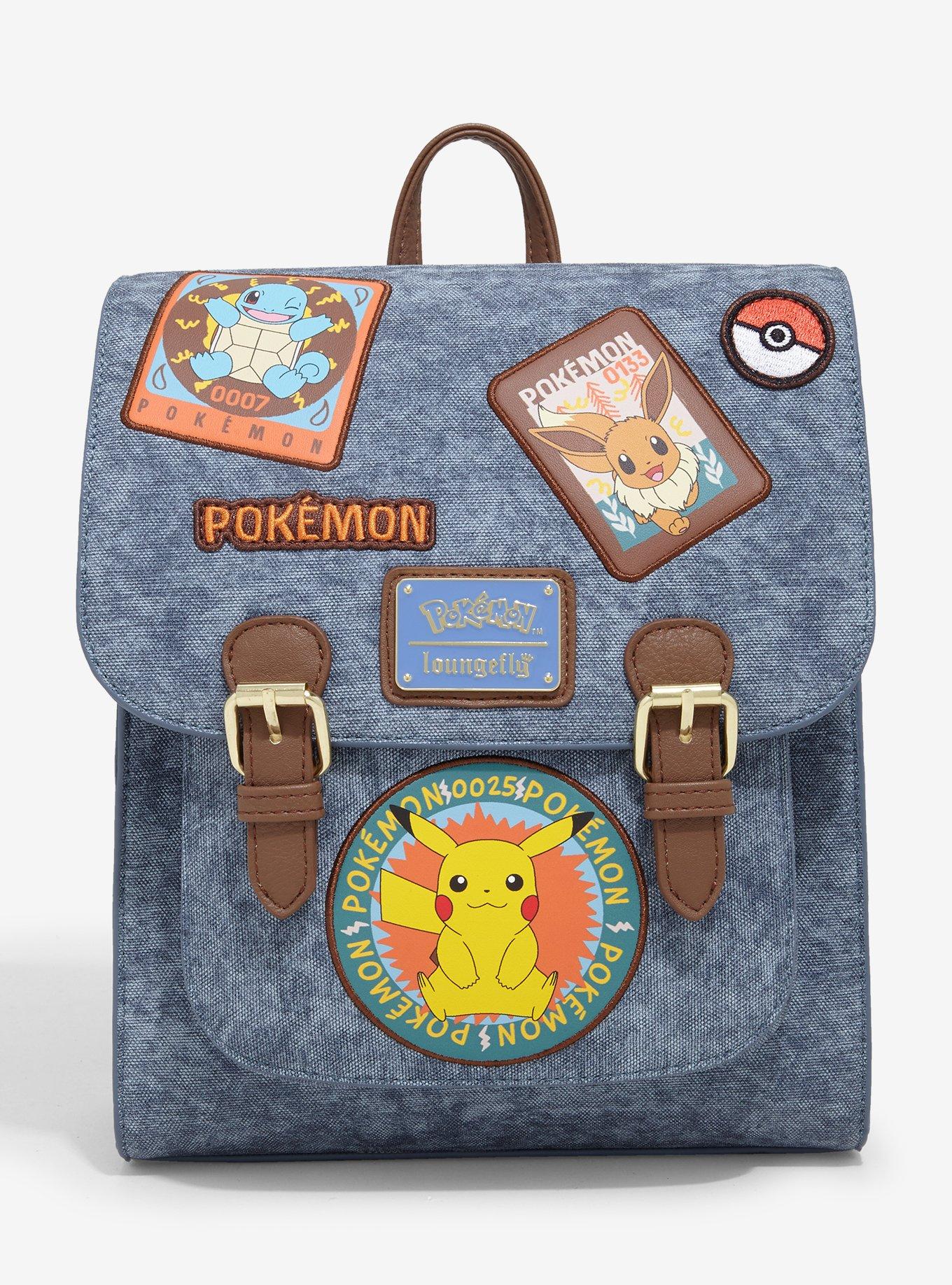 Loungefly Pokémon Patches Denim Mini Backpack - BoxLunch Exclusive, , hi-res