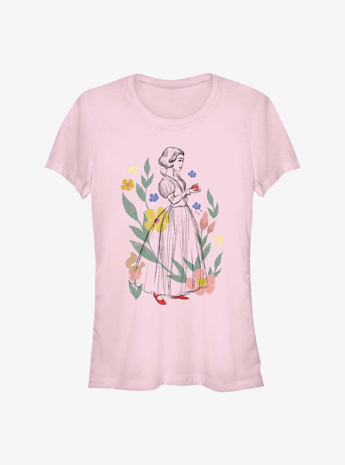 Disney Snow White Live Action Floral Sketch Girls T-Shirt