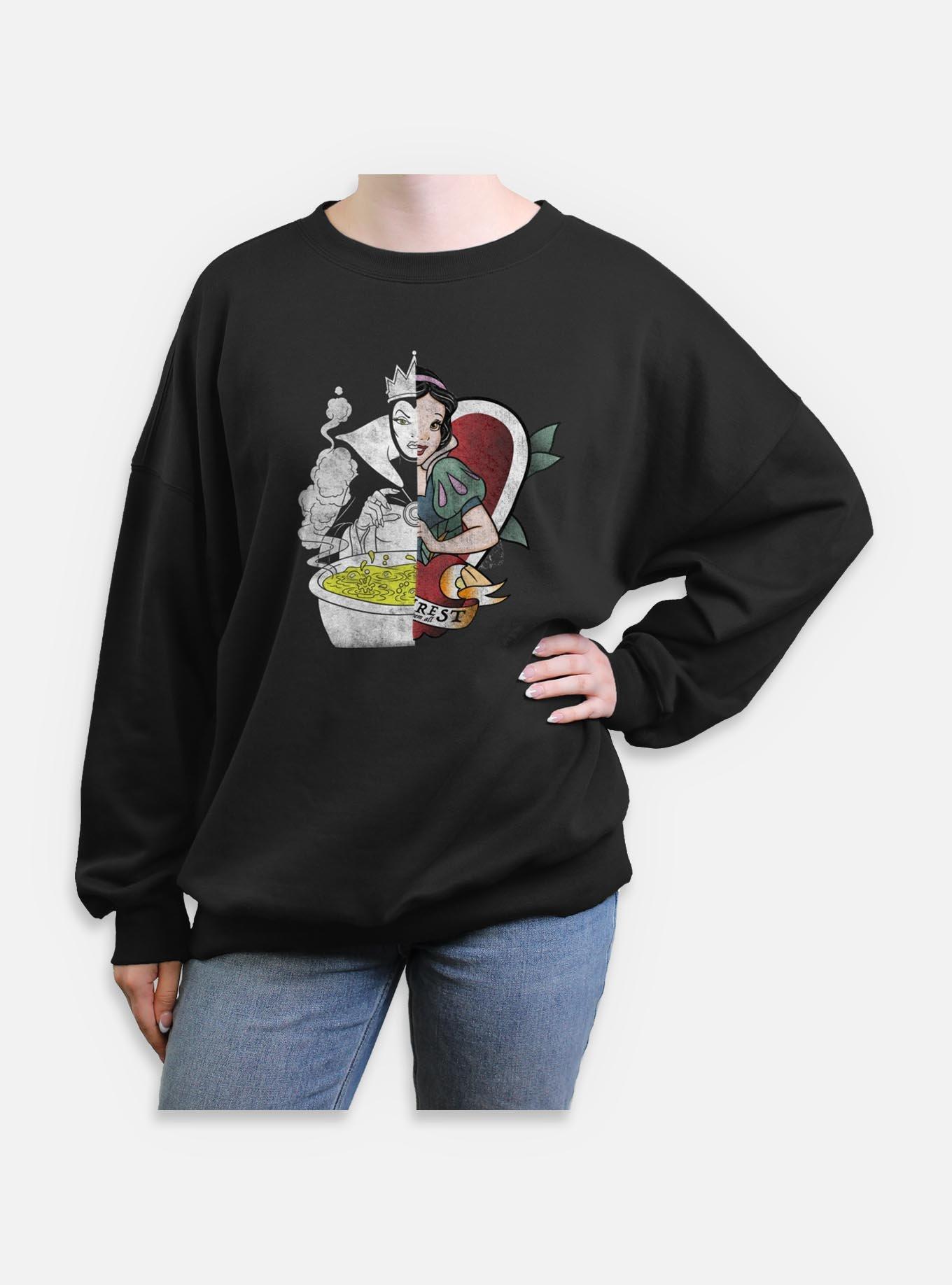 Disney Snow White and the Seven Dwarfs Split Evil Queen Snow White Womens Oversized Sweatshirt, , hi-res