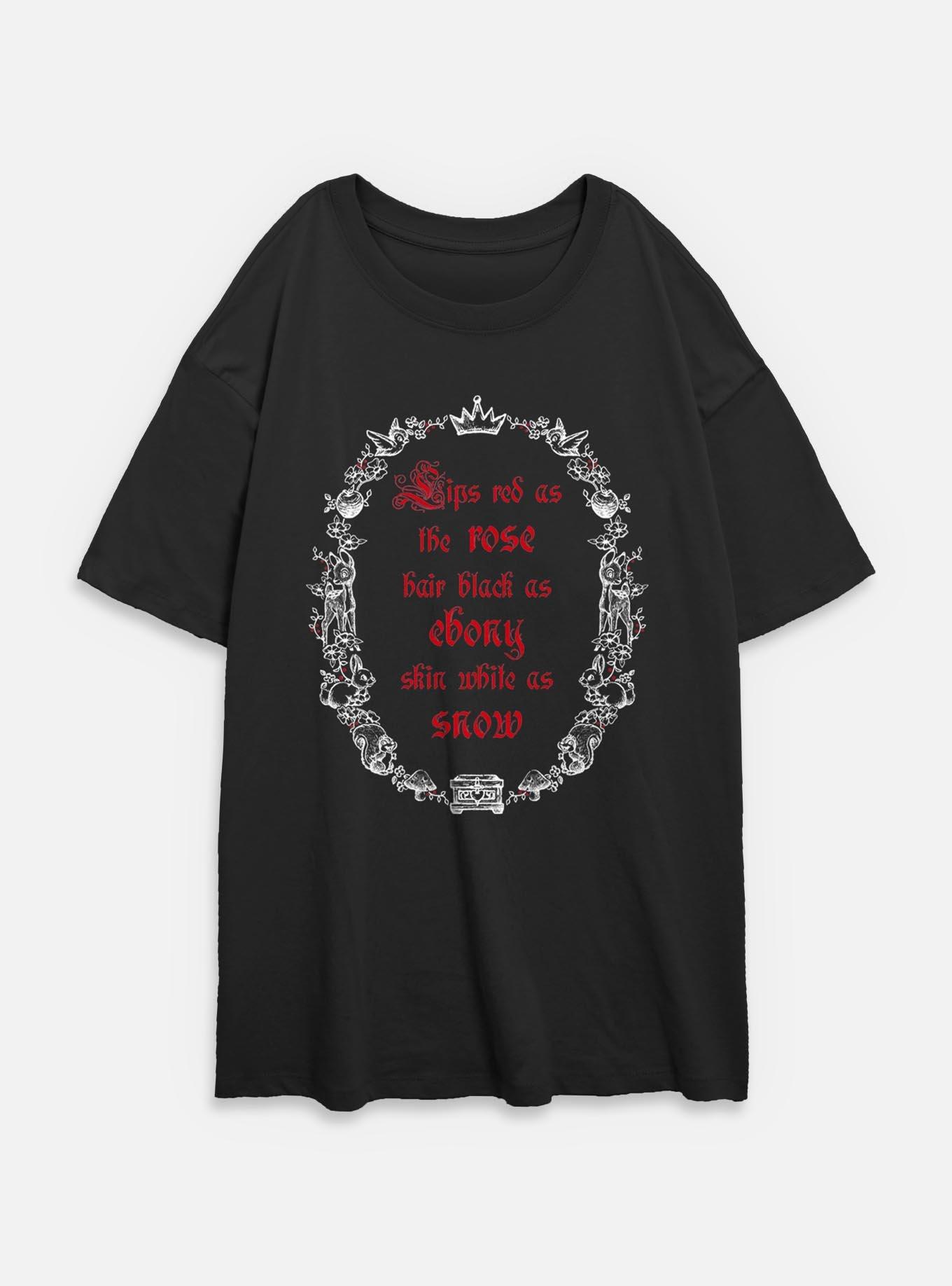 Disney Snow White and the Seven Dwarfs Poem Frame Womens Oversized T-Shirt, BLACK, hi-res