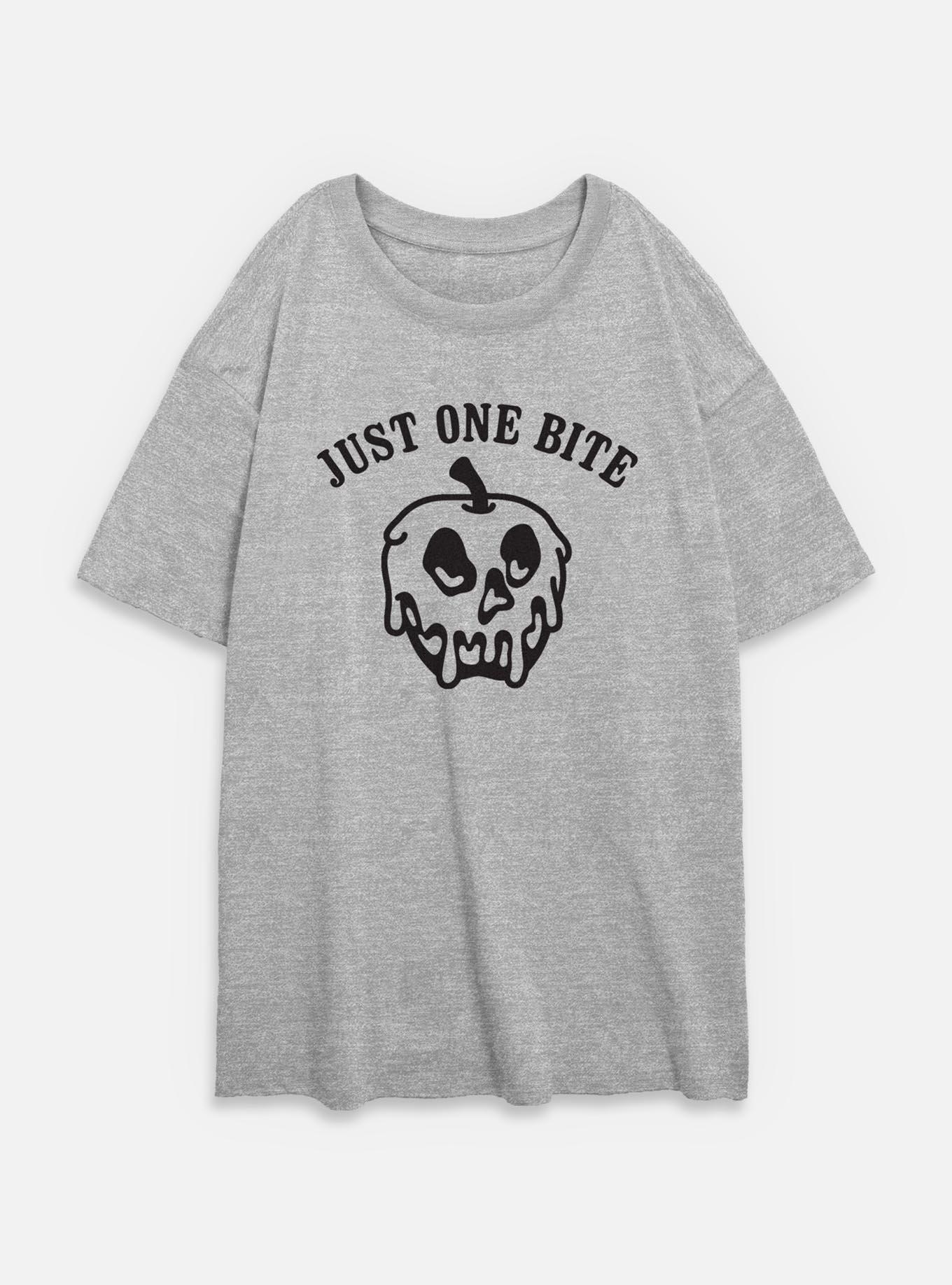 Disney Snow White and the Seven Dwarfs Just One Bite Apple Outline Womens Oversized T-Shirt, ATH HTR, hi-res