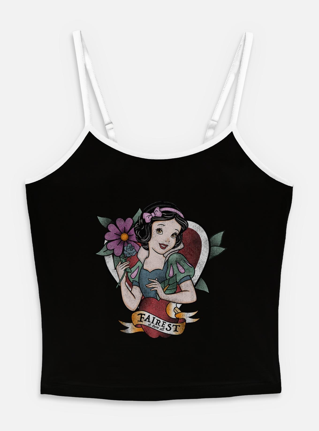 Disney Snow White and the Seven Dwarfs Fairest Tattoo Style Womens Cami, BLACK, hi-res